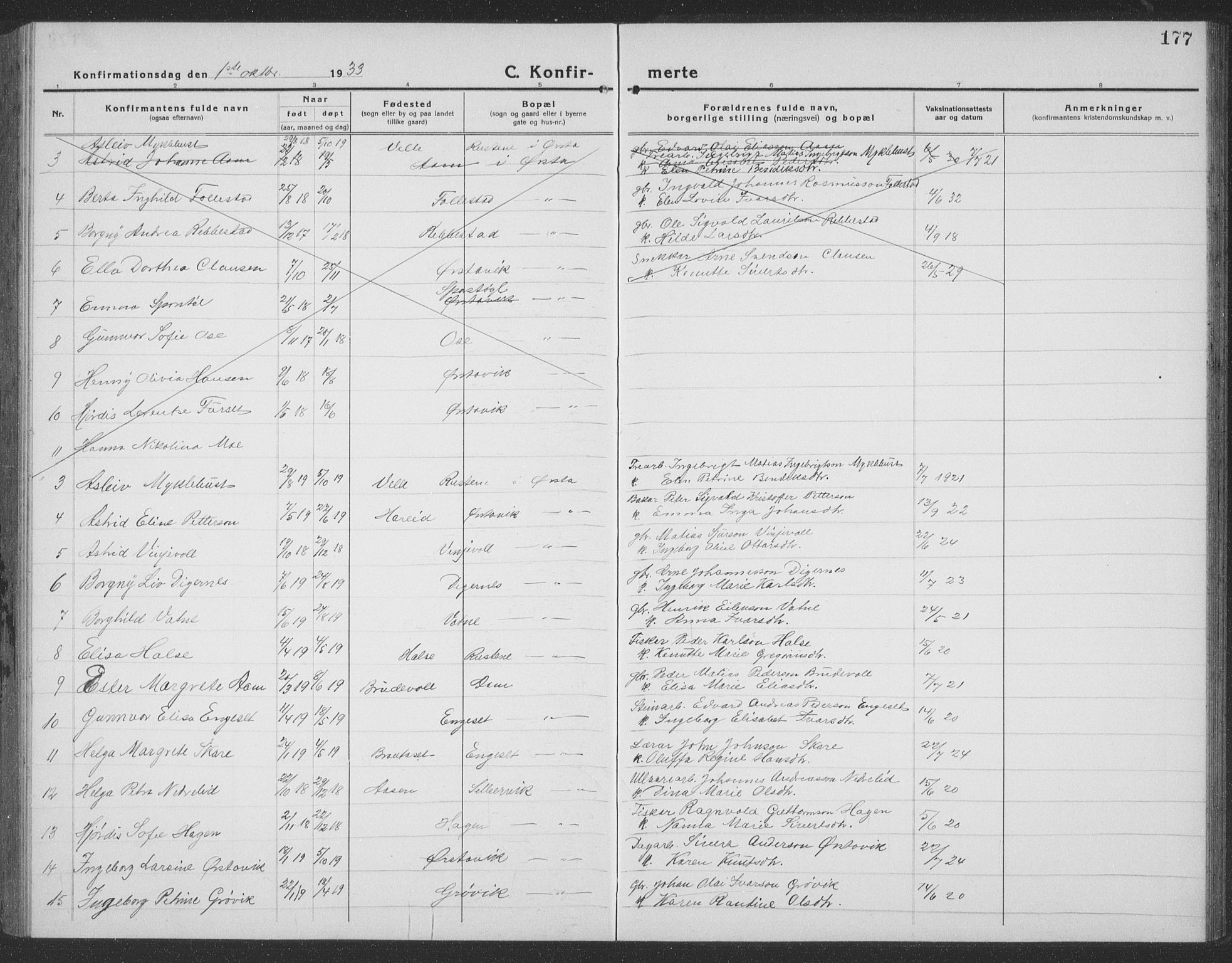 Ministerialprotokoller, klokkerbøker og fødselsregistre - Møre og Romsdal, AV/SAT-A-1454/513/L0191: Parish register (copy) no. 513C05, 1920-1941, p. 177