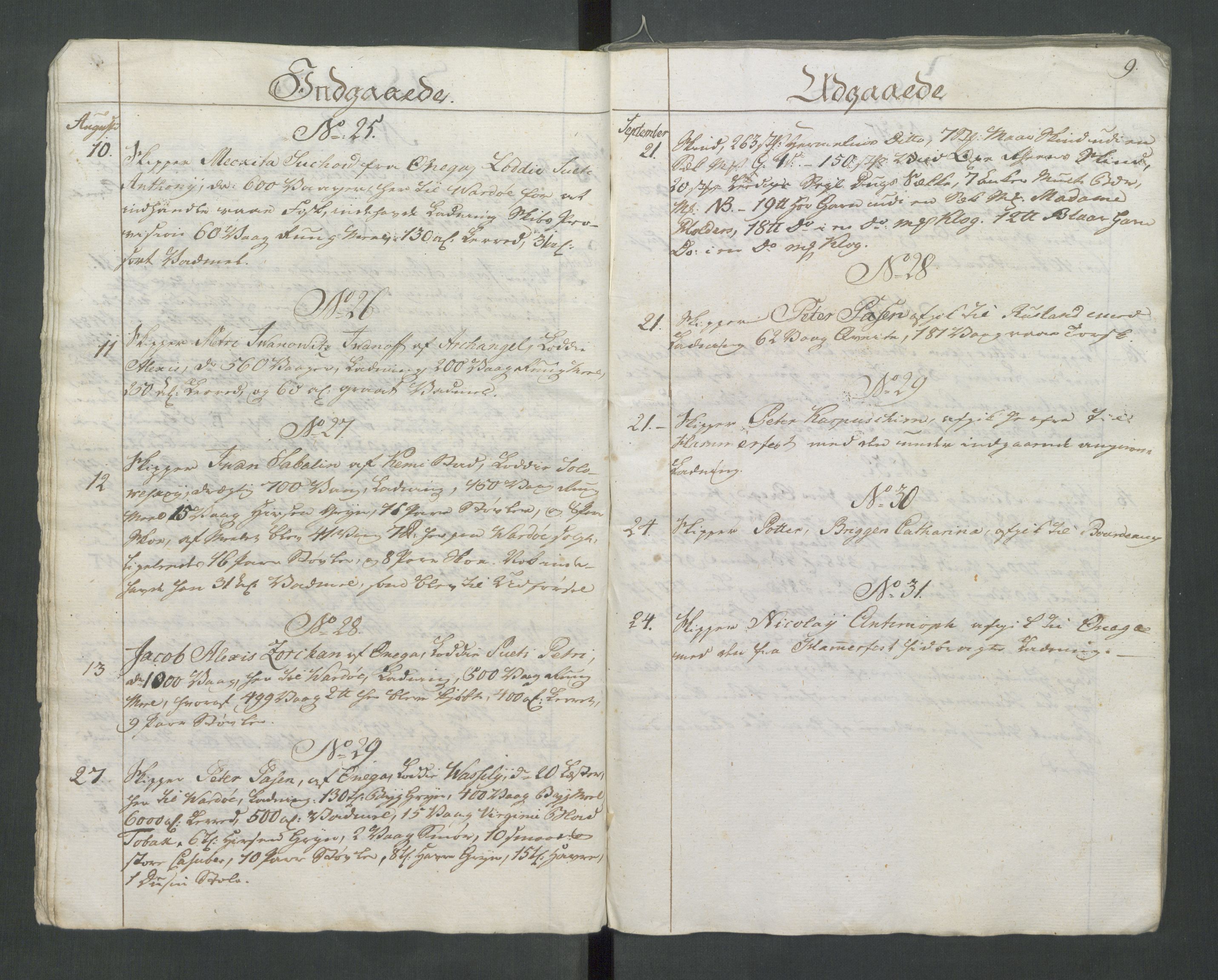 Generaltollkammeret, tollregnskaper, AV/RA-EA-5490/R37/L0001/0001: Tollregnskaper Vardø / Tollbok, 1789-1794, p. 8b-9a