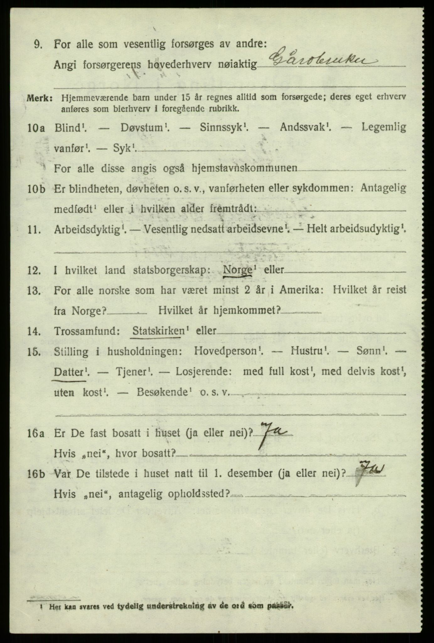 SAB, 1920 census for Hamre, 1920, p. 5958