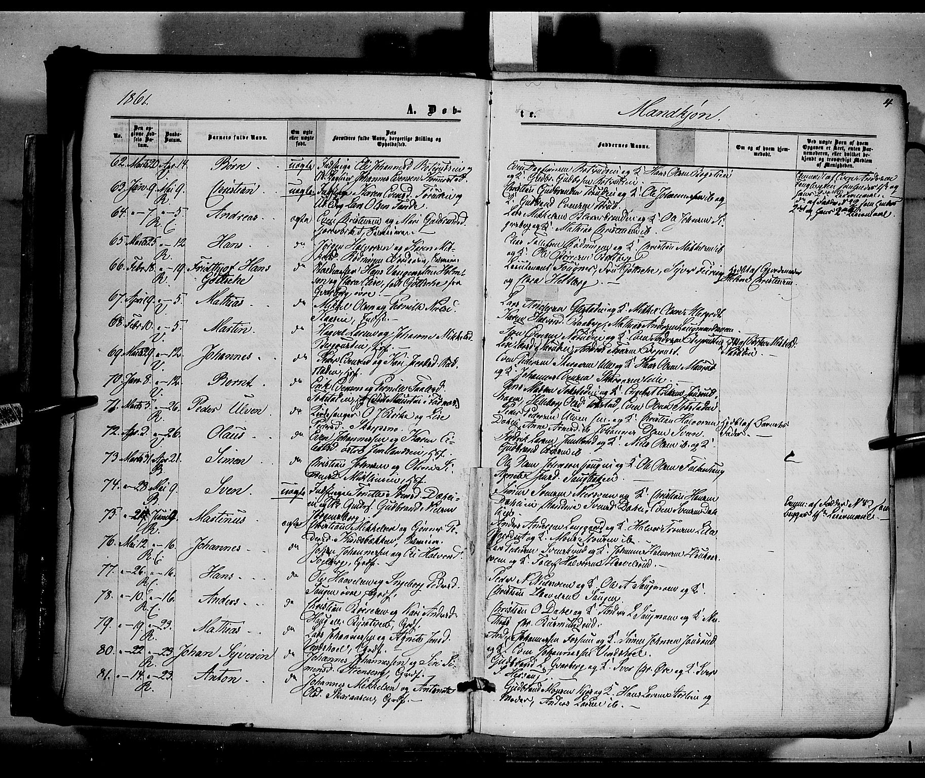 Ringsaker prestekontor, AV/SAH-PREST-014/K/Ka/L0010: Parish register (official) no. 10, 1861-1869, p. 4