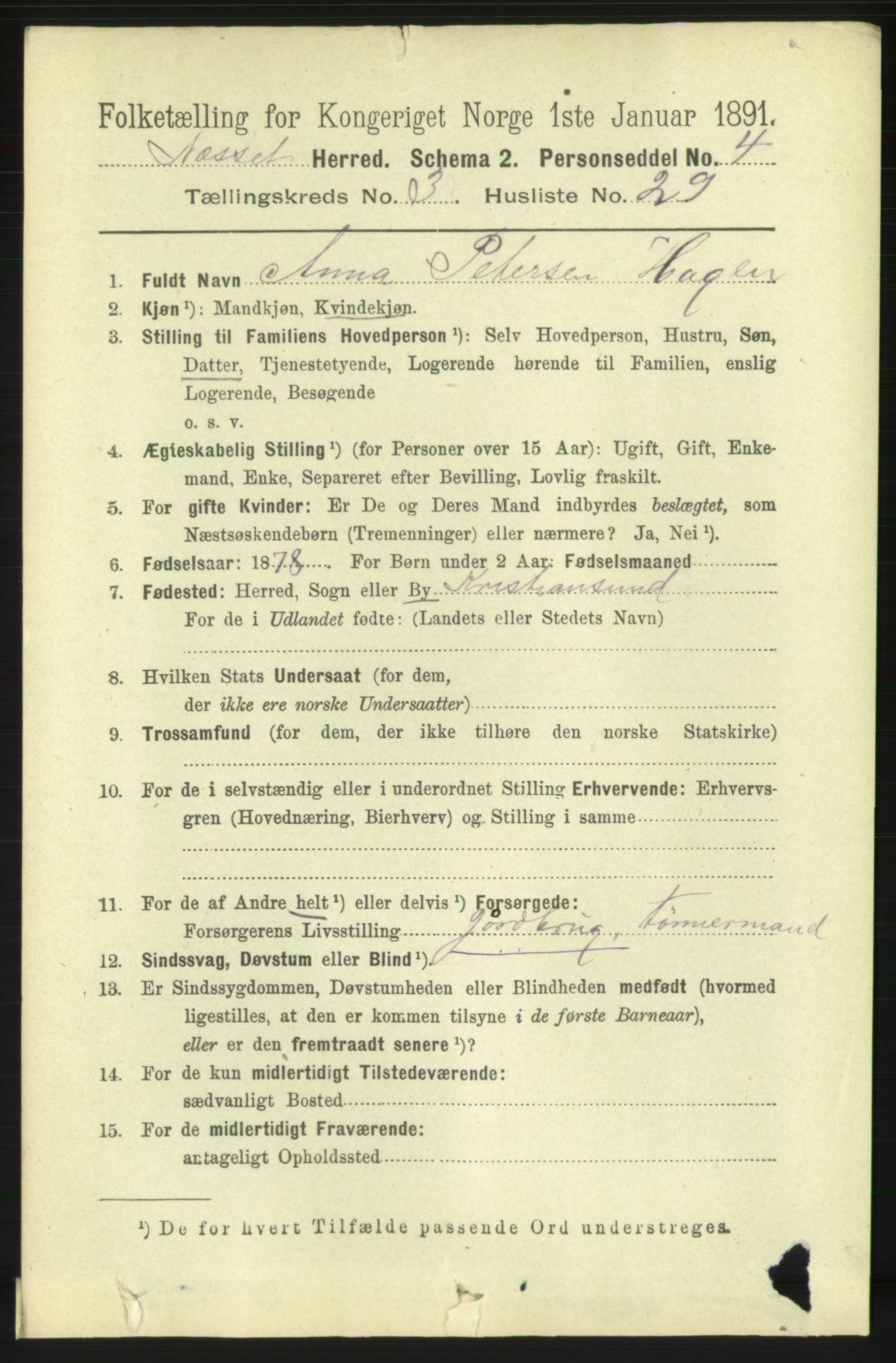 RA, 1891 census for 1543 Nesset, 1891, p. 1293