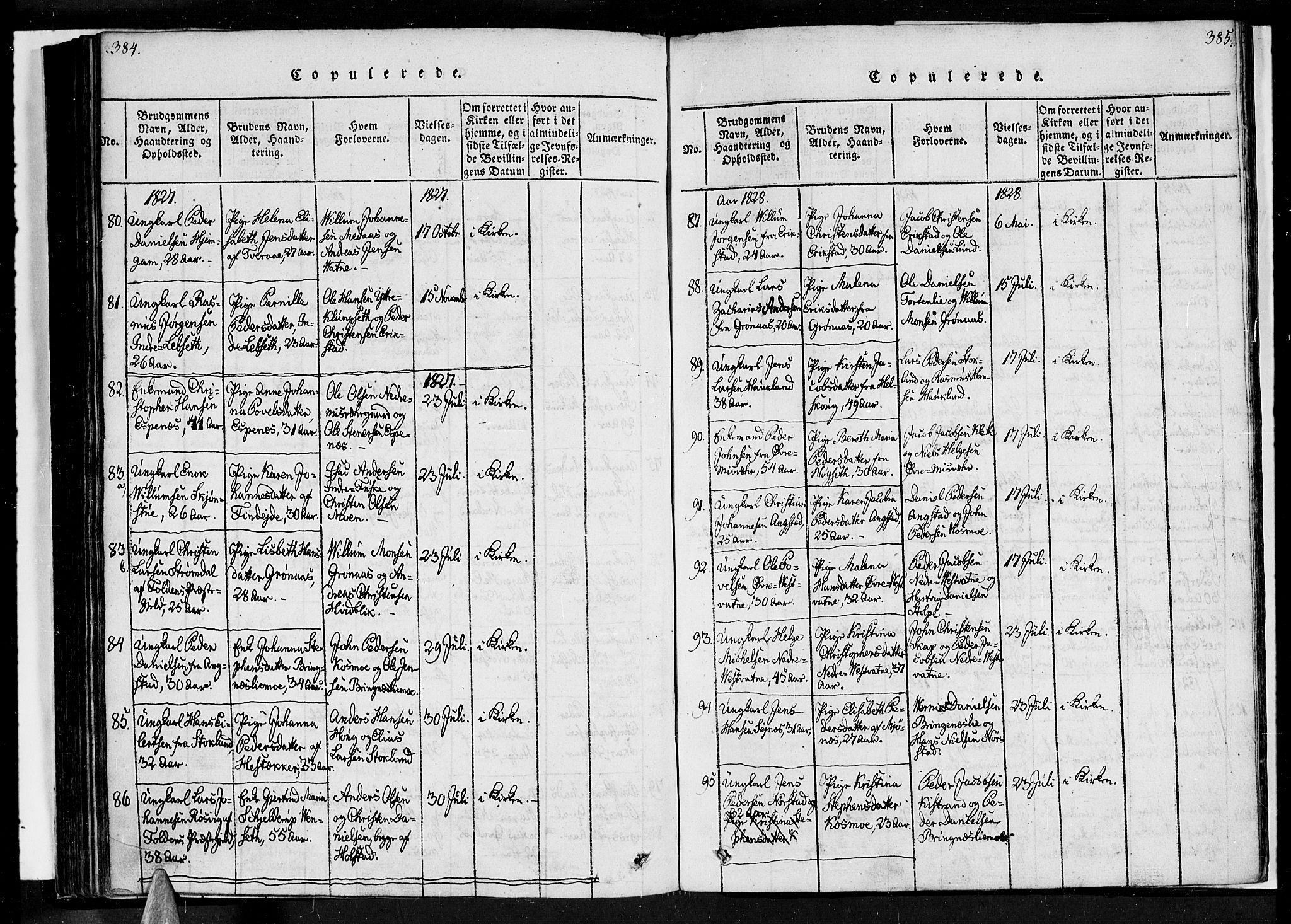 Ministerialprotokoller, klokkerbøker og fødselsregistre - Nordland, SAT/A-1459/852/L0736: Parish register (official) no. 852A06, 1820-1833, p. 384-385