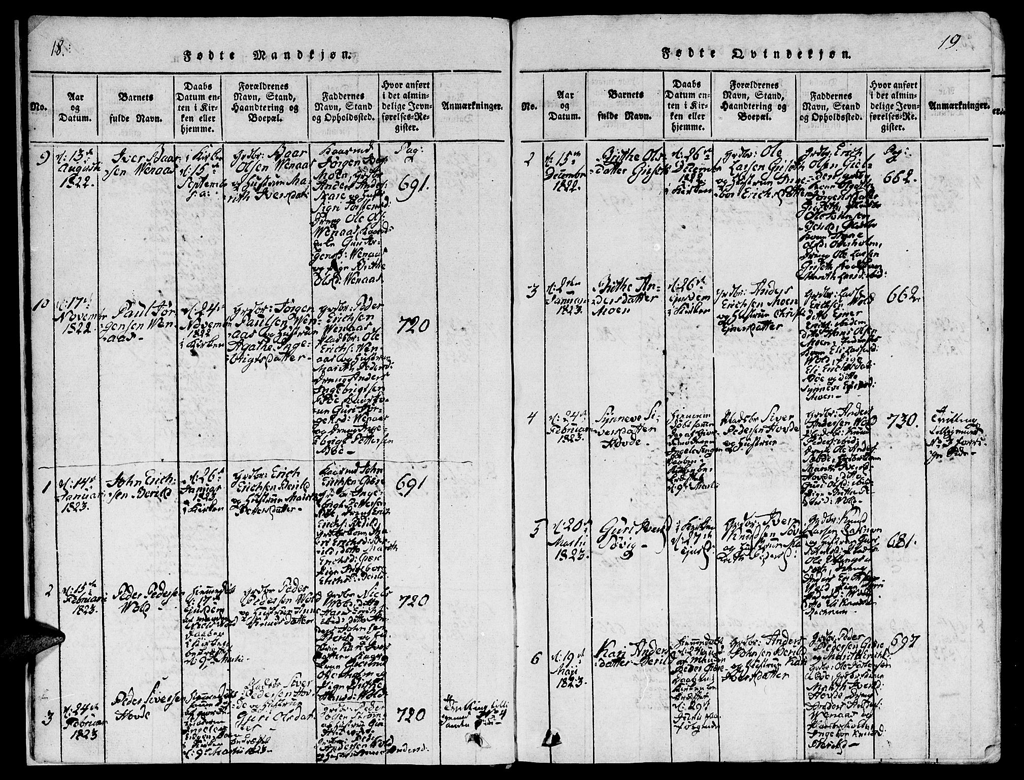 Ministerialprotokoller, klokkerbøker og fødselsregistre - Møre og Romsdal, SAT/A-1454/543/L0561: Parish register (official) no. 543A01, 1818-1853, p. 18-19