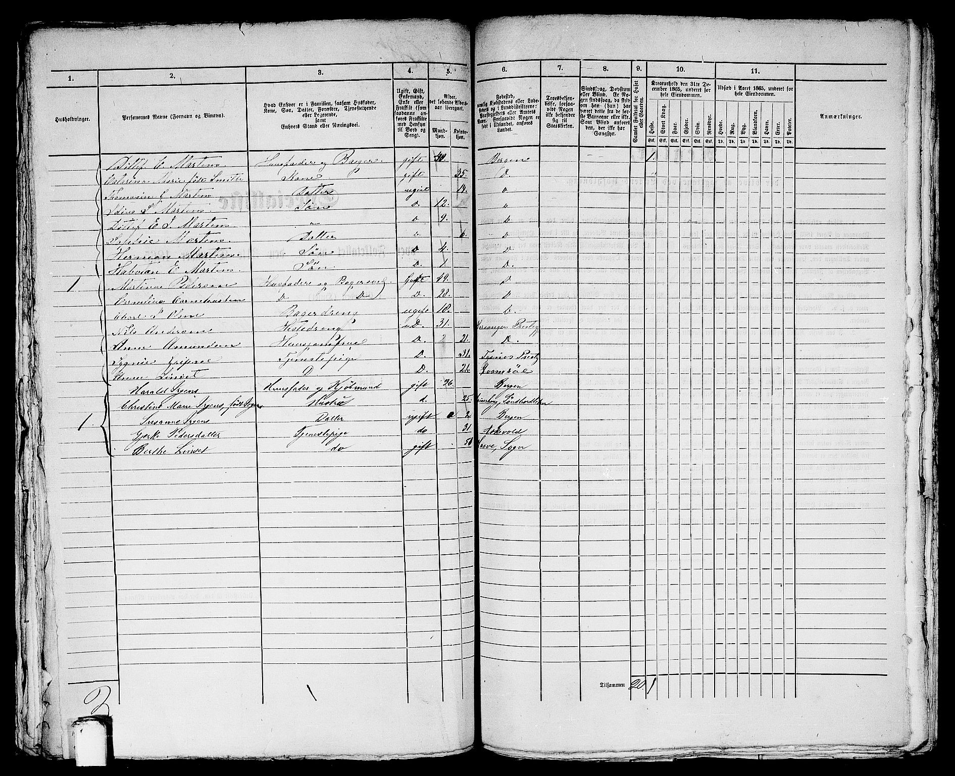 RA, 1865 census for Bergen, 1865, p. 1433