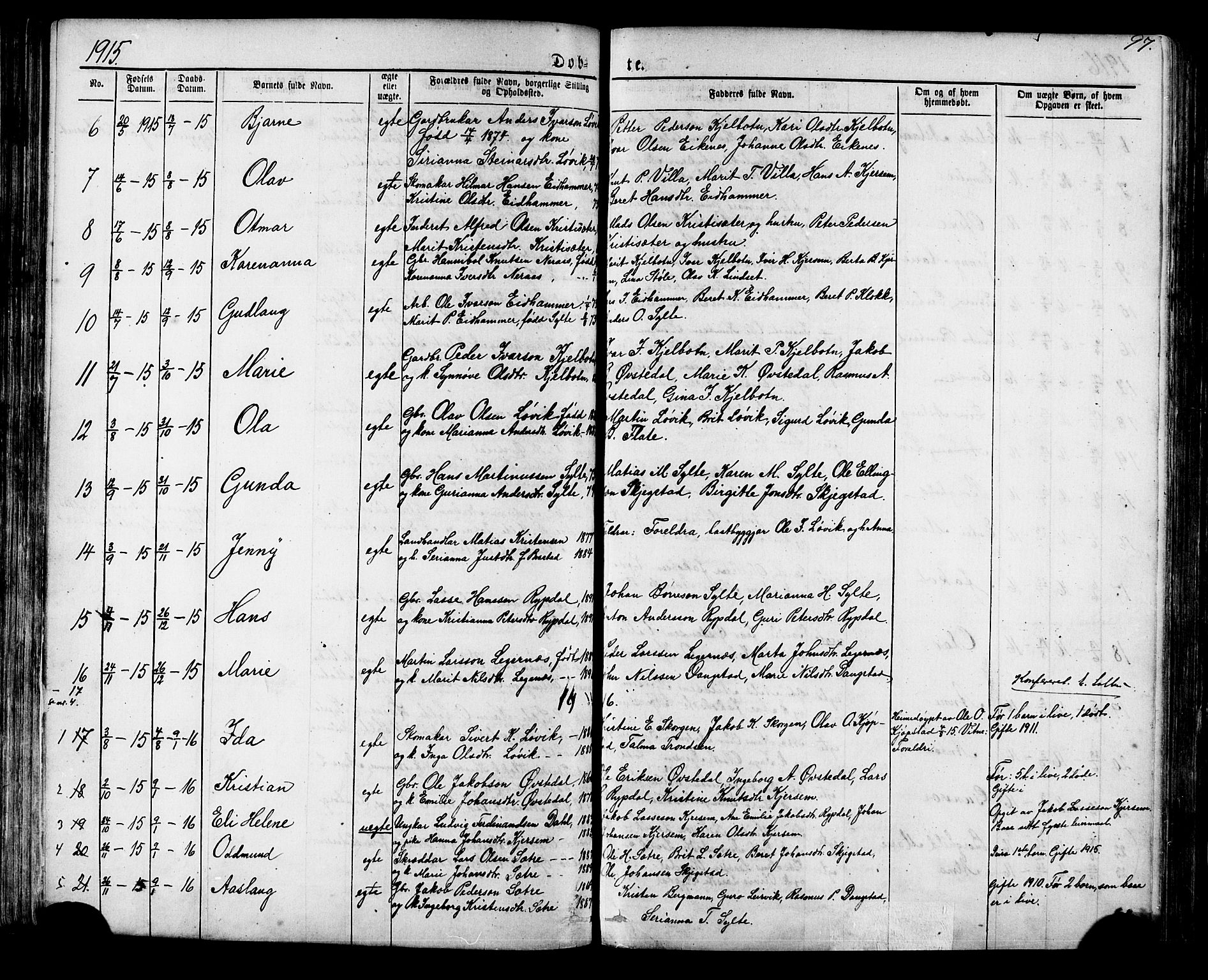 Ministerialprotokoller, klokkerbøker og fødselsregistre - Møre og Romsdal, SAT/A-1454/541/L0547: Parish register (copy) no. 541C02, 1867-1921, p. 97