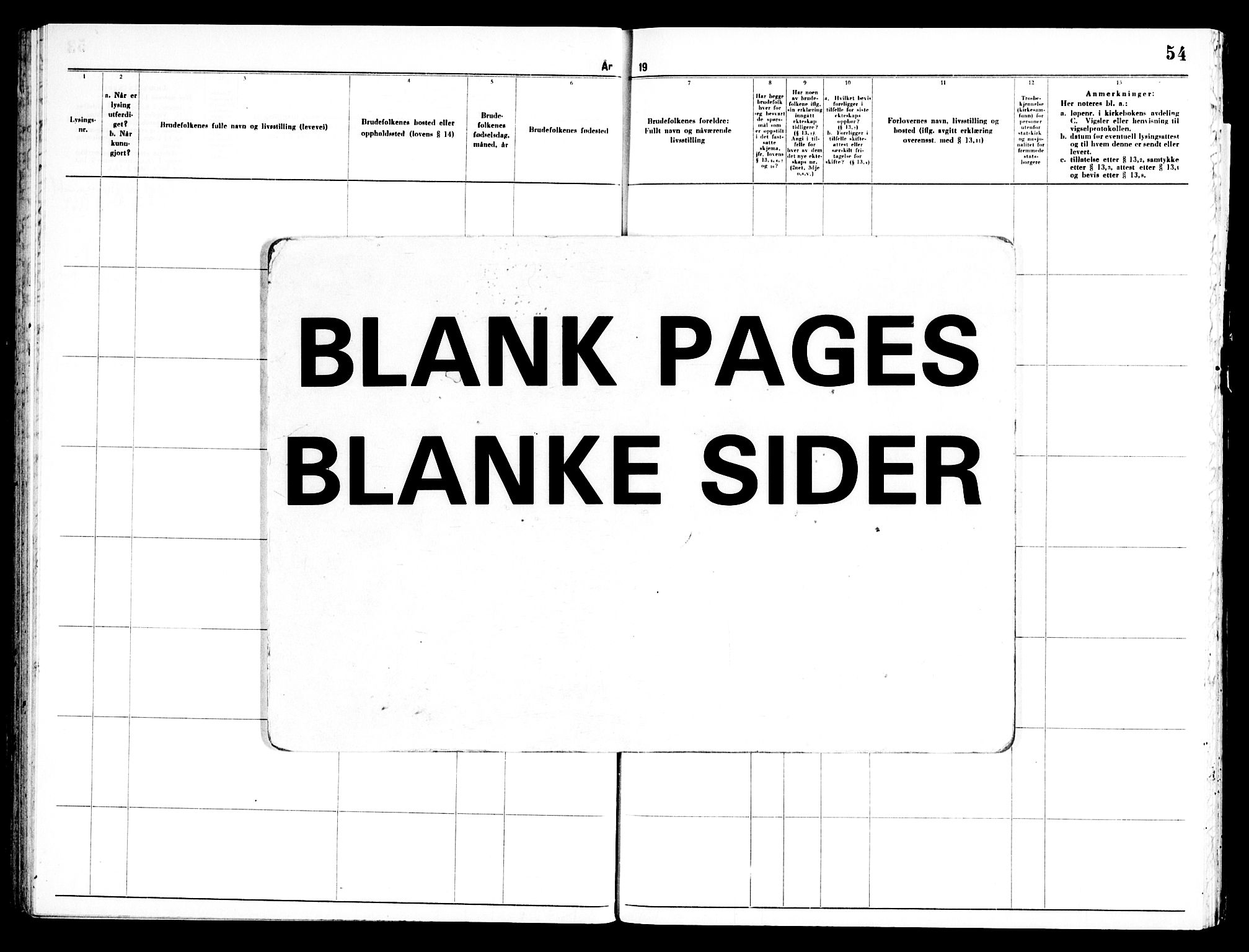 Nannestad prestekontor Kirkebøker, AV/SAO-A-10414a/H/Ha/L0004: Banns register no. I 4, 1958-1969, p. 54