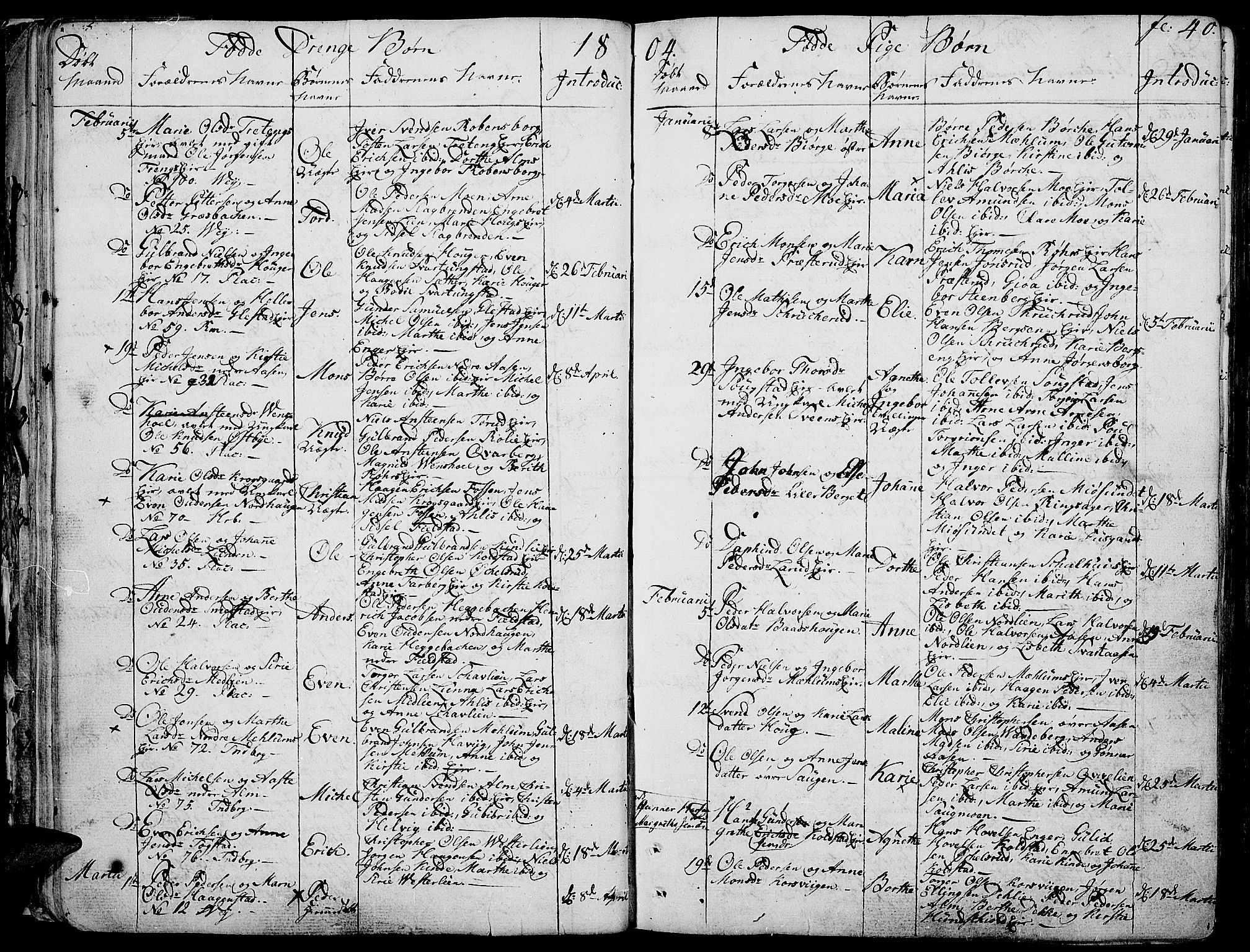 Ringsaker prestekontor, AV/SAH-PREST-014/K/Ka/L0004: Parish register (official) no. 4, 1799-1814, p. 40