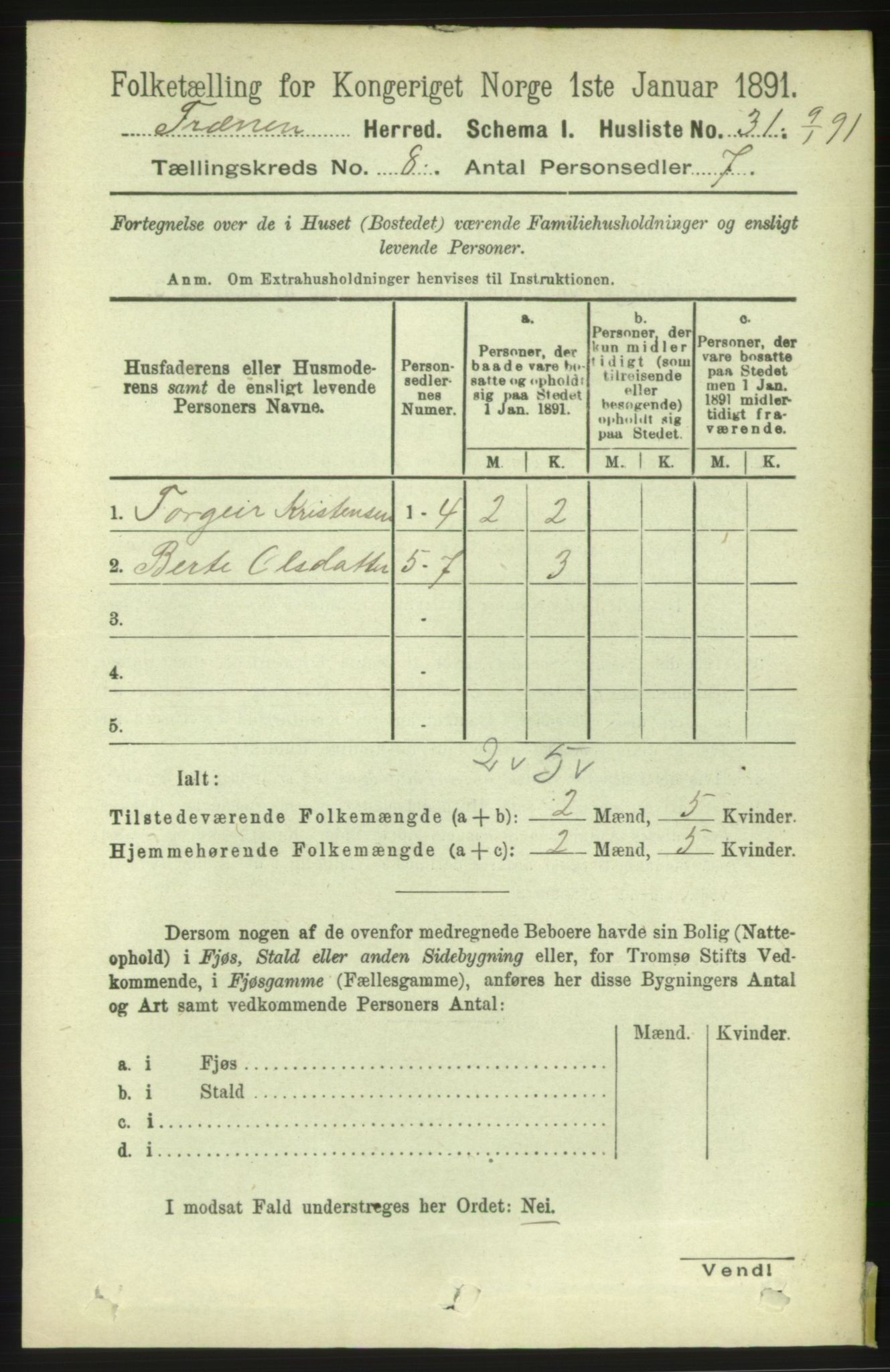 RA, 1891 census for 1548 Fræna, 1891, p. 2640