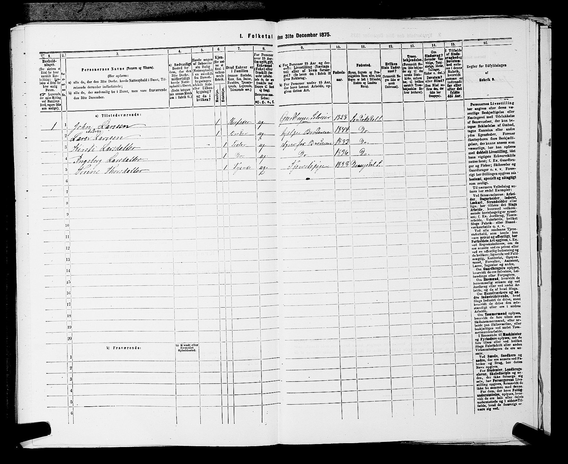 SAKO, 1875 census for 0816P Sannidal, 1875, p. 396