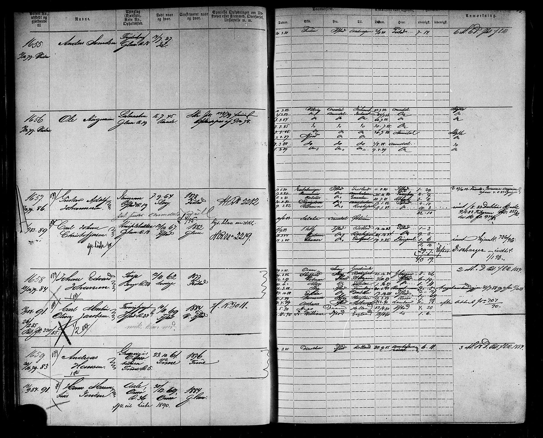 Fredrikstad mønstringskontor, AV/SAO-A-10569b/F/Fc/Fca/L0005: Annotasjonsrulle, 1884-1899, p. 45