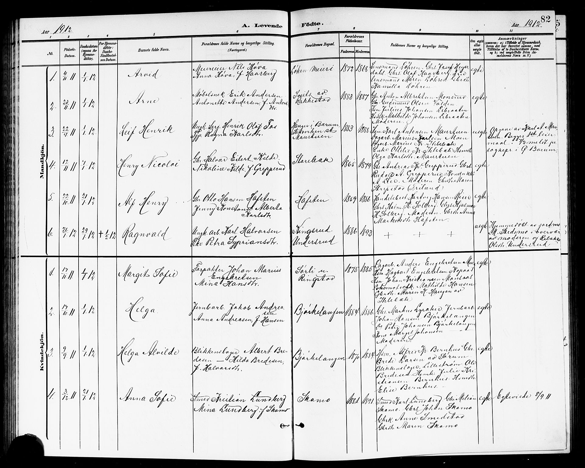 Høland prestekontor Kirkebøker, SAO/A-10346a/G/Ga/L0007: Parish register (copy) no. I 7, 1902-1914, p. 82