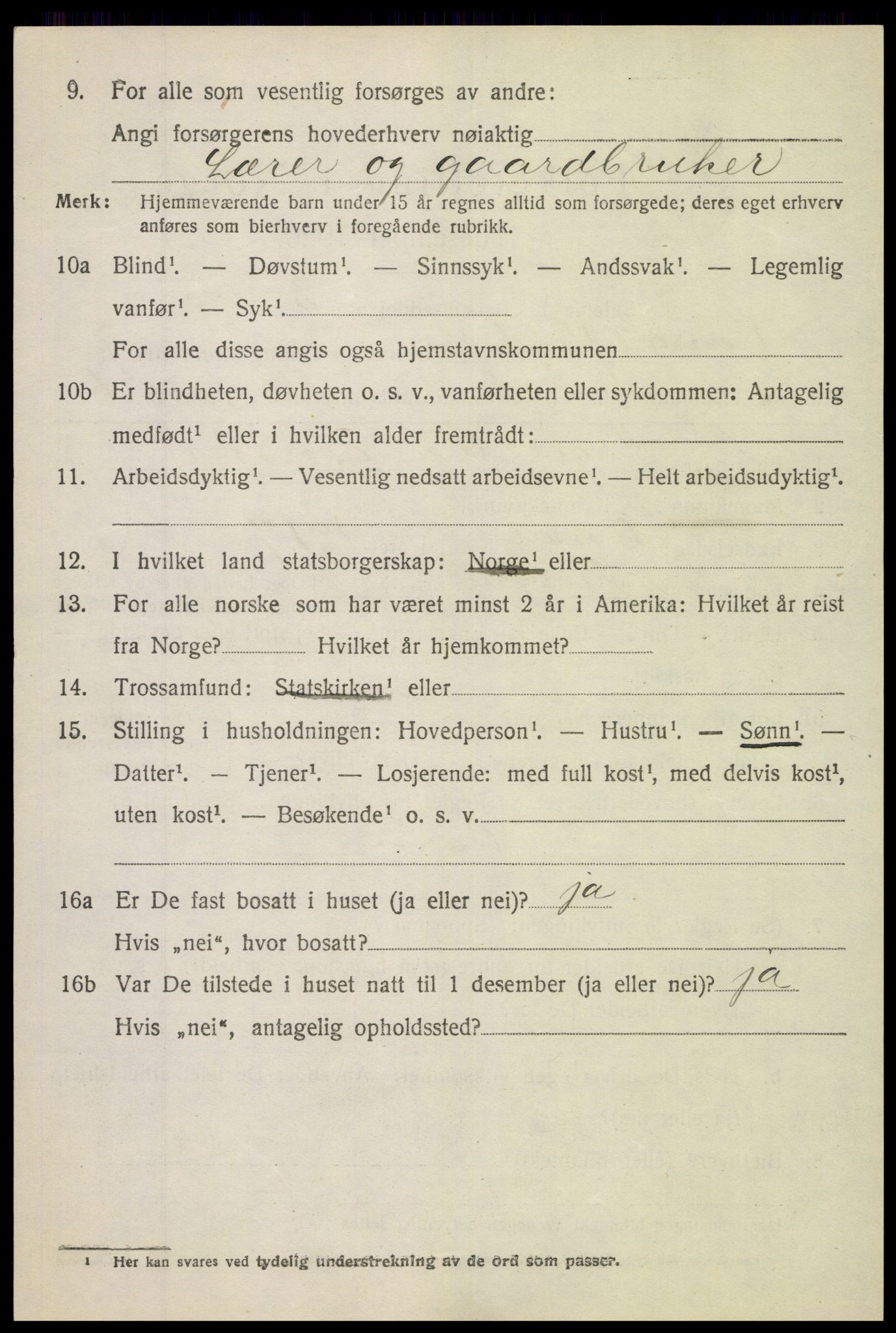 SAH, 1920 census for Vang (Oppland), 1920, p. 3088