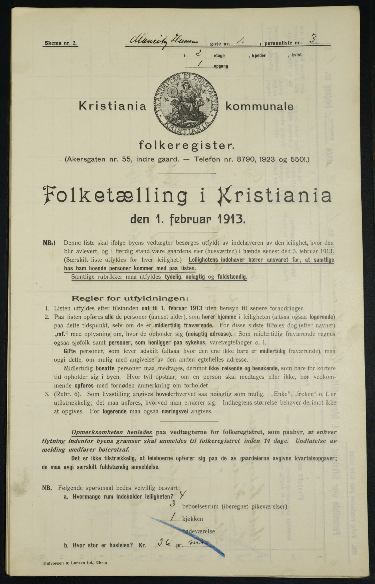 OBA, Municipal Census 1913 for Kristiania, 1913, p. 64671