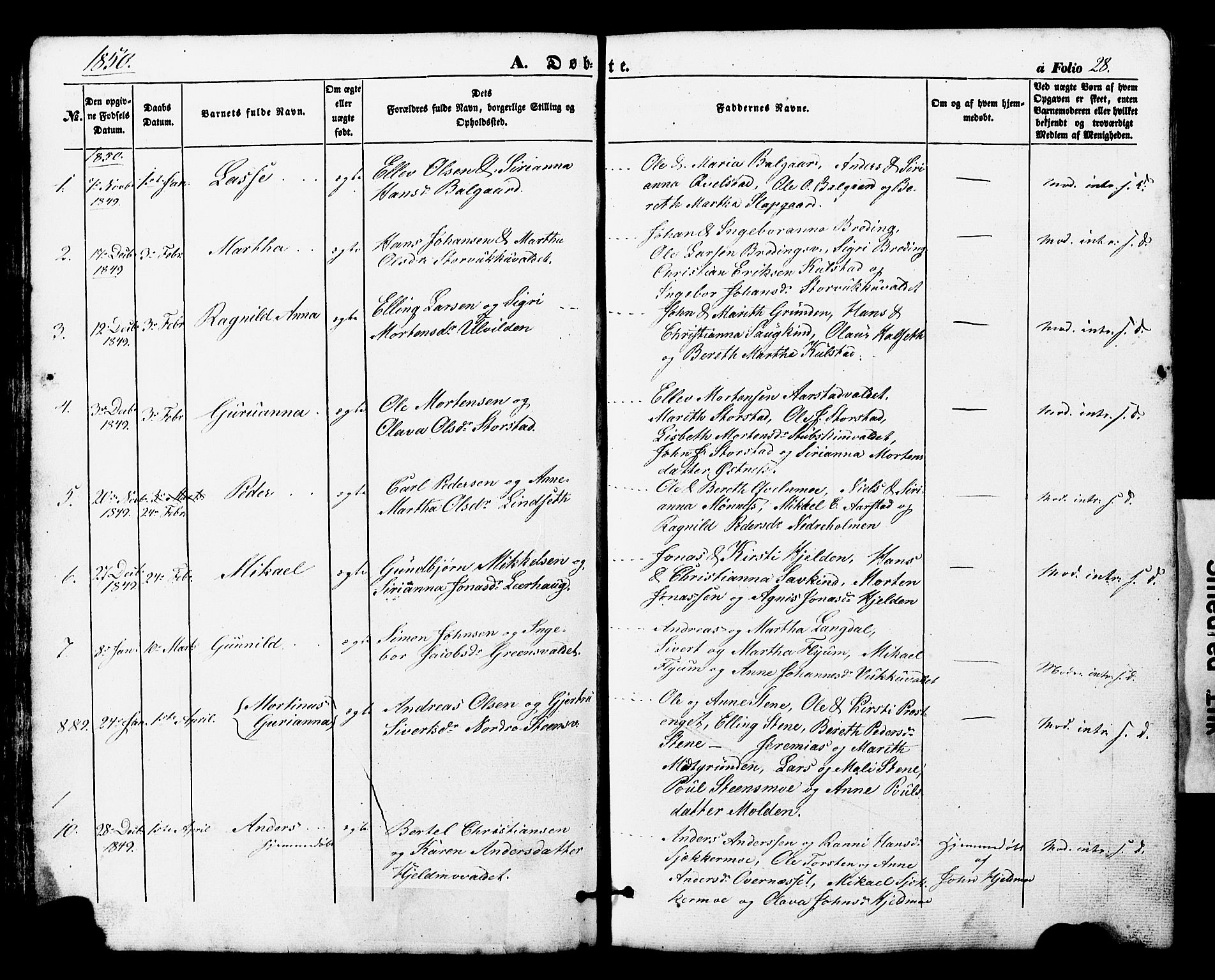 Ministerialprotokoller, klokkerbøker og fødselsregistre - Nord-Trøndelag, SAT/A-1458/724/L0268: Parish register (copy) no. 724C04, 1846-1878, p. 28