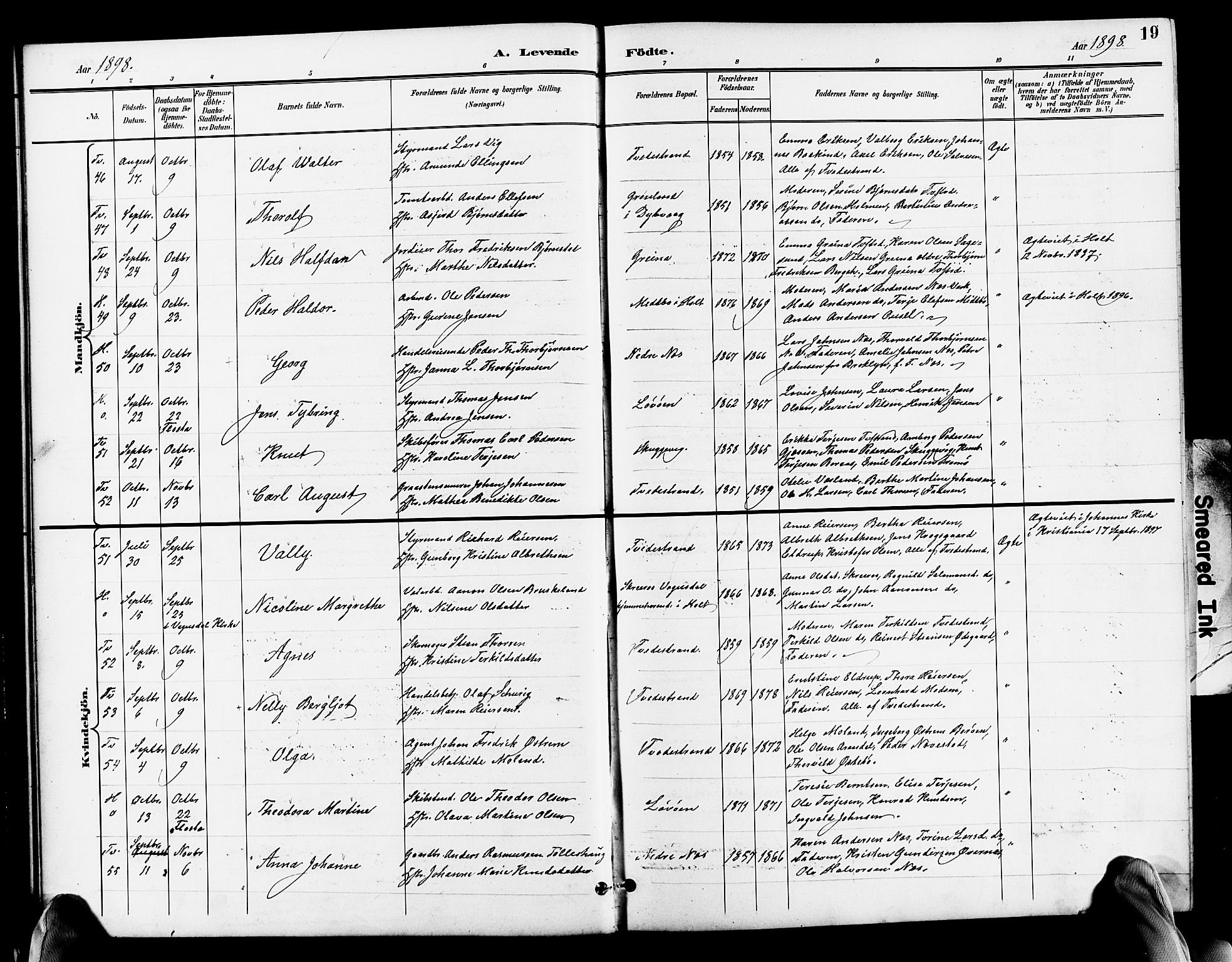 Holt sokneprestkontor, SAK/1111-0021/F/Fb/L0011: Parish register (copy) no. B 11, 1897-1921, p. 19