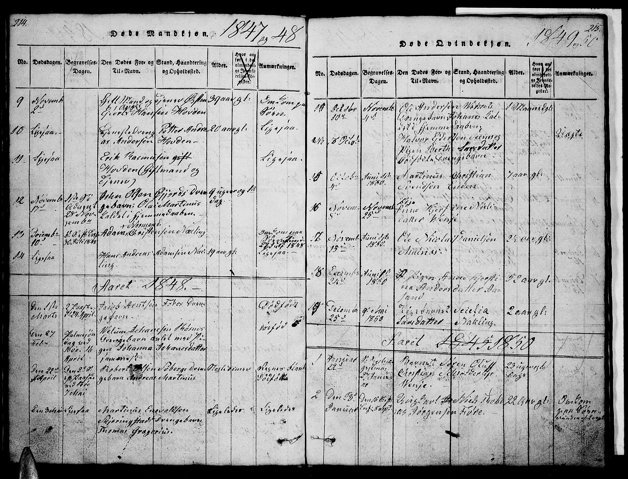 Ministerialprotokoller, klokkerbøker og fødselsregistre - Nordland, AV/SAT-A-1459/891/L1312: Parish register (copy) no. 891C01, 1820-1856, p. 214-215