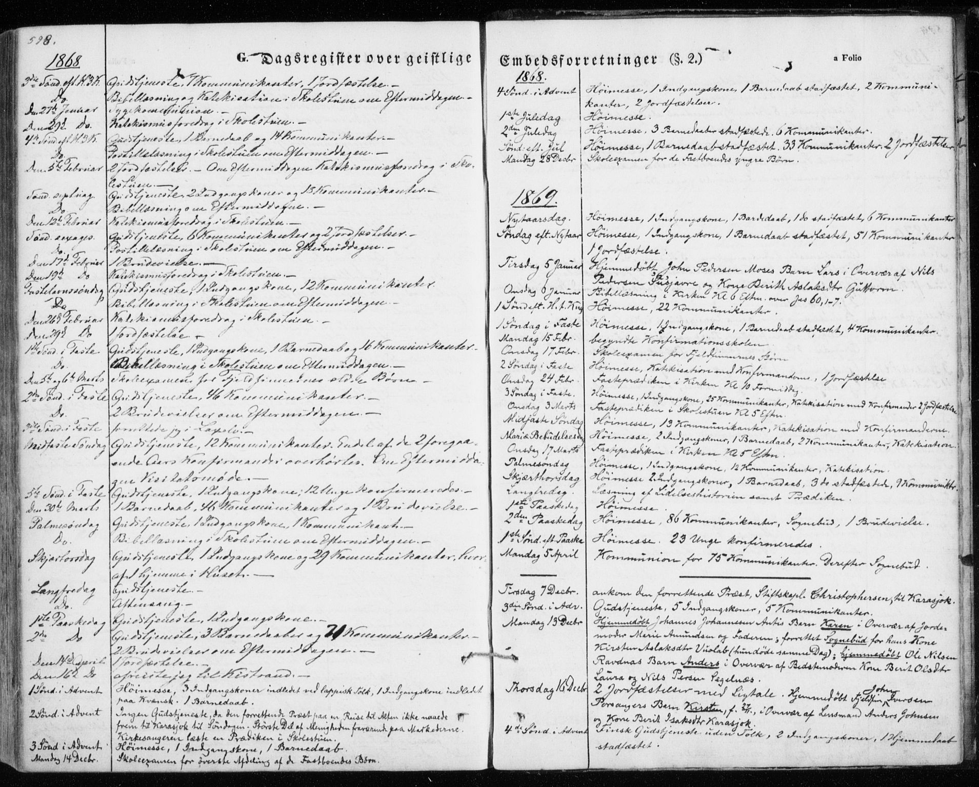 Kistrand/Porsanger sokneprestembete, SATØ/S-1351/H/Ha/L0012.kirke: Parish register (official) no. 12, 1843-1871, p. 598-599