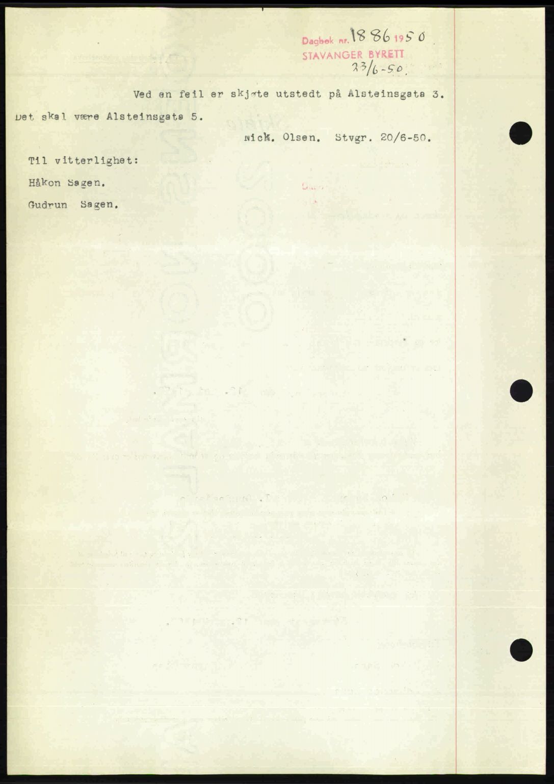 Stavanger byrett, AV/SAST-A-100455/002/G/Gb/L0024: Mortgage book no. A13, 1949-1950, Diary no: : 1560/1950