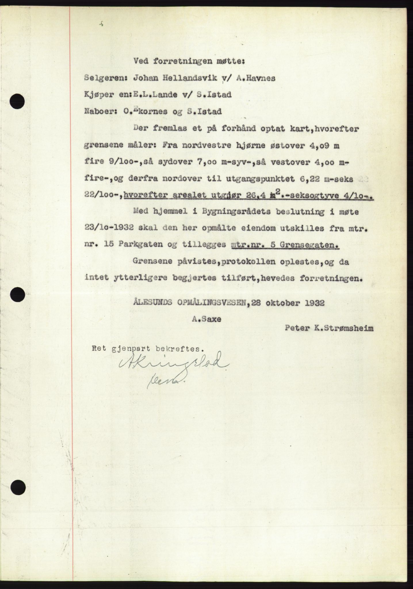 Ålesund byfogd, AV/SAT-A-4384: Mortgage book no. 30, 1932-1933, Deed date: 08.11.1932