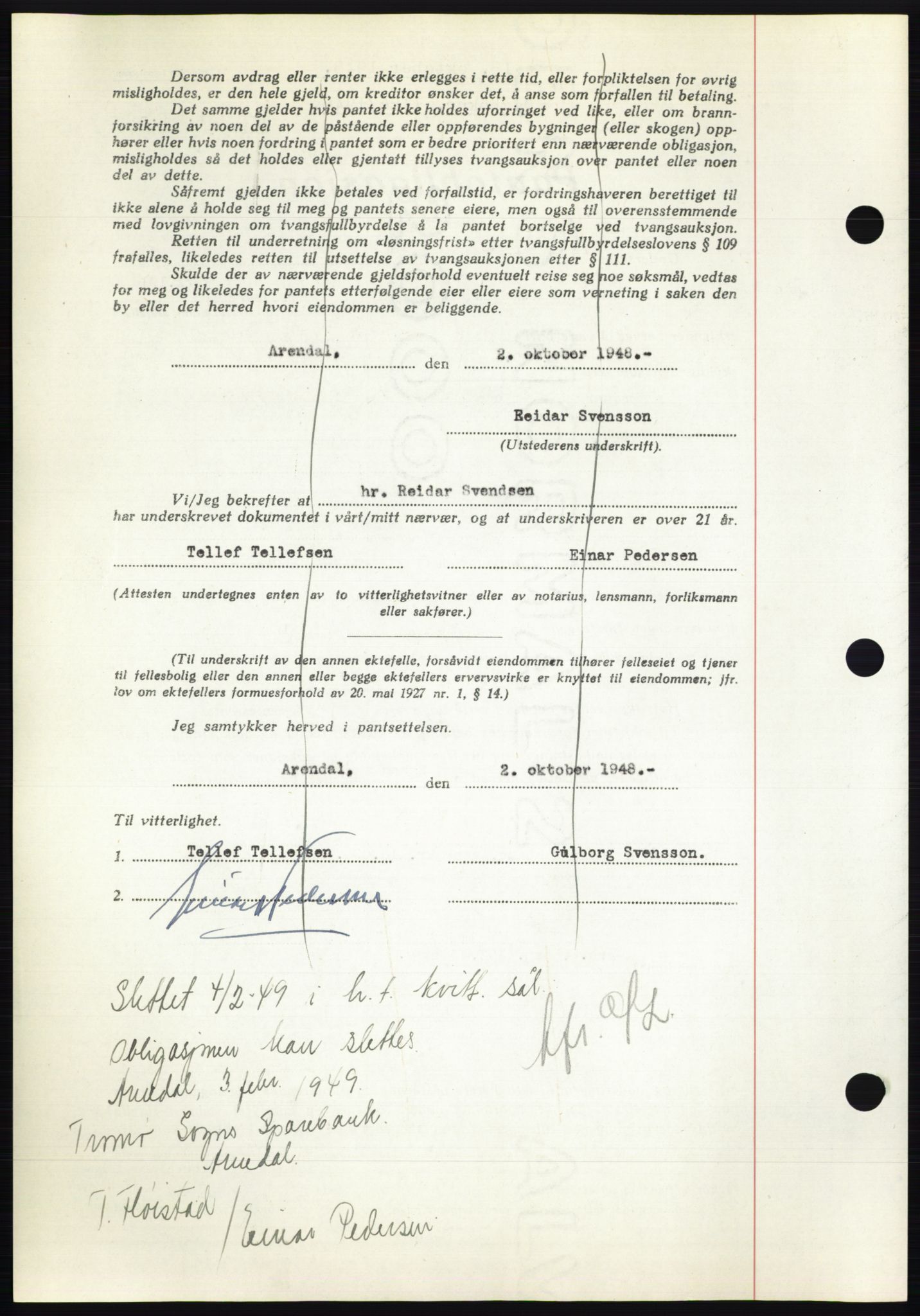 Nedenes sorenskriveri, AV/SAK-1221-0006/G/Gb/Gbb/L0005: Mortgage book no. B5, 1948-1948, Diary no: : 1486/1948