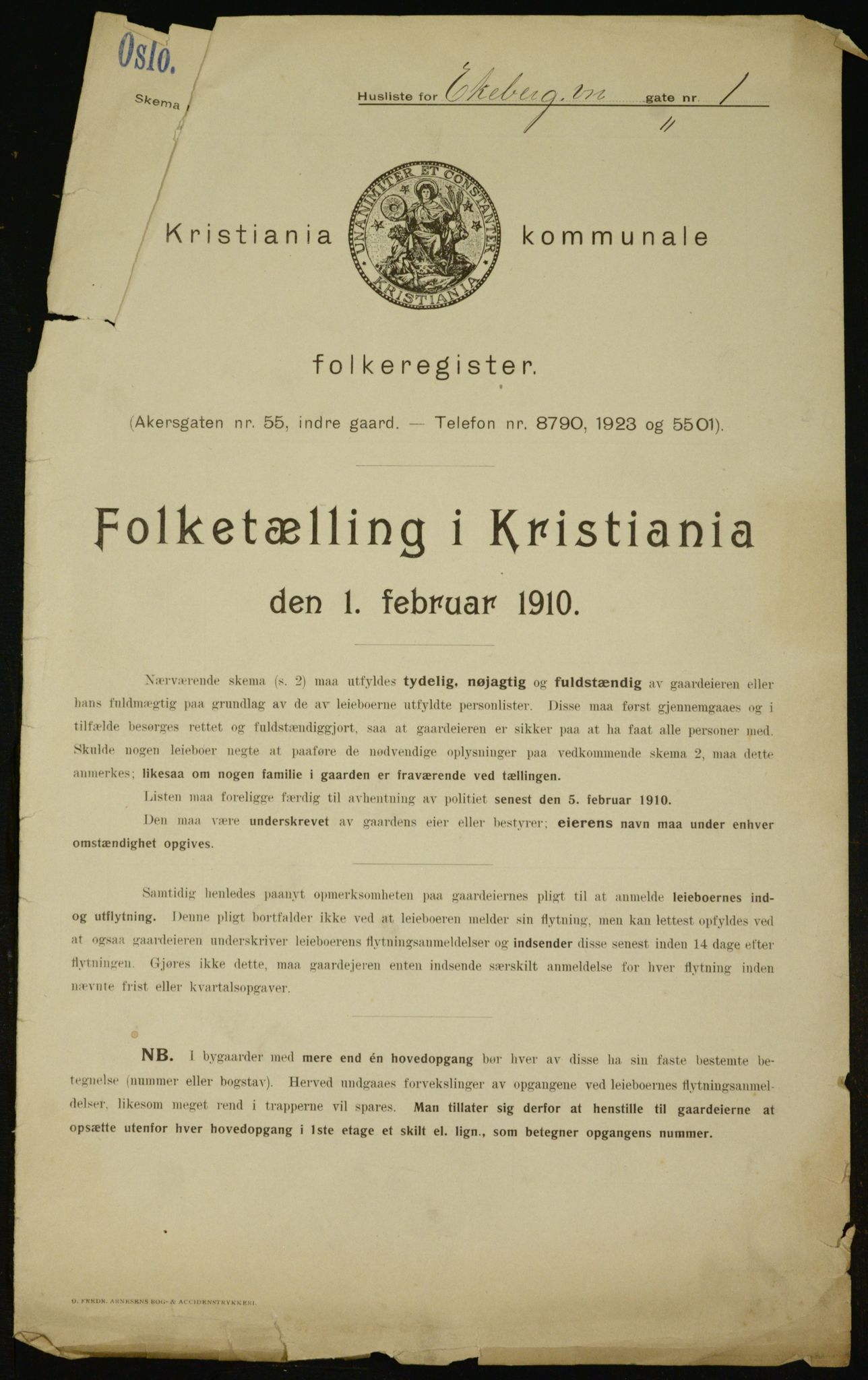 OBA, Municipal Census 1910 for Kristiania, 1910, p. 18379