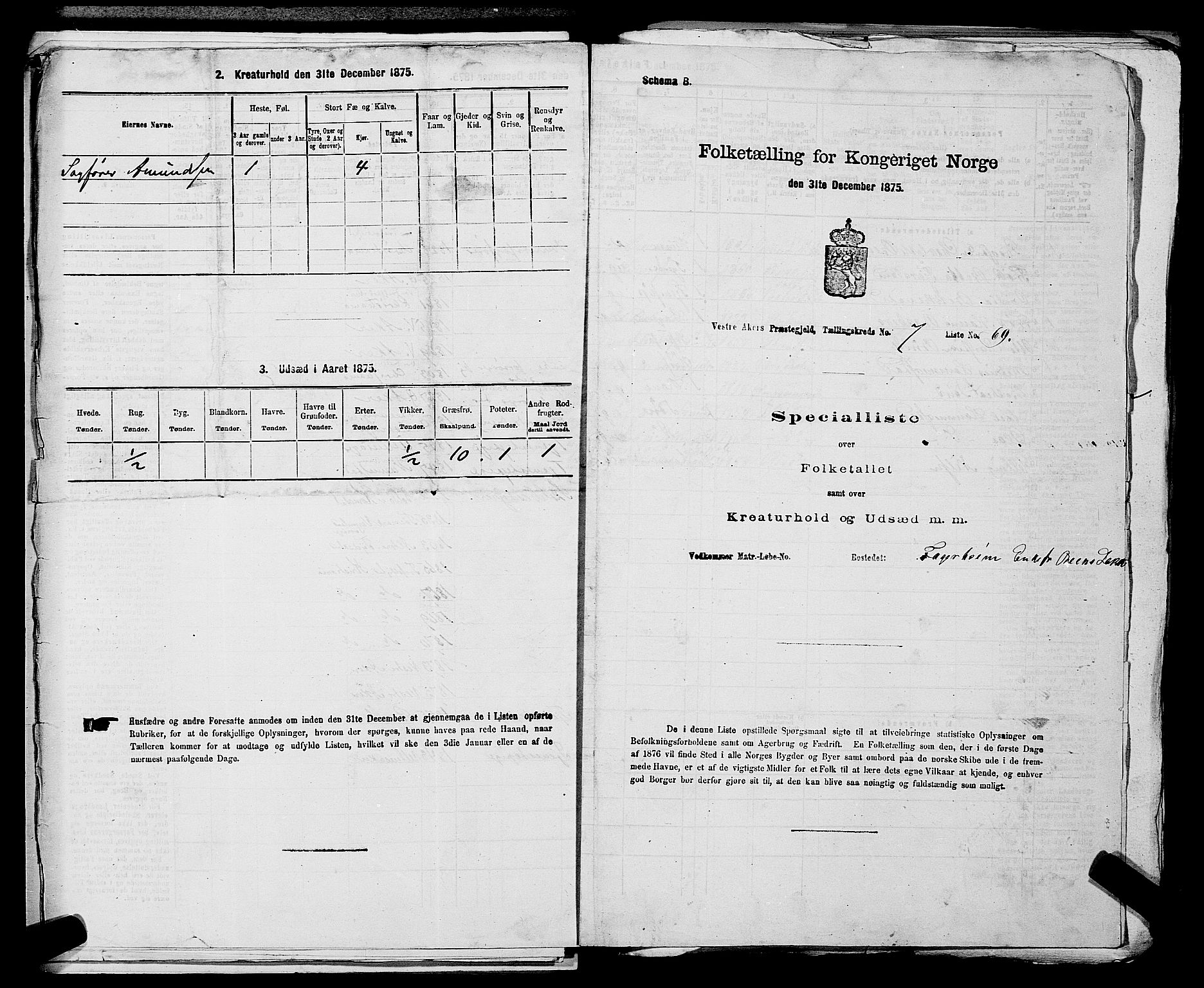 RA, 1875 census for 0218aP Vestre Aker, 1875, p. 1337