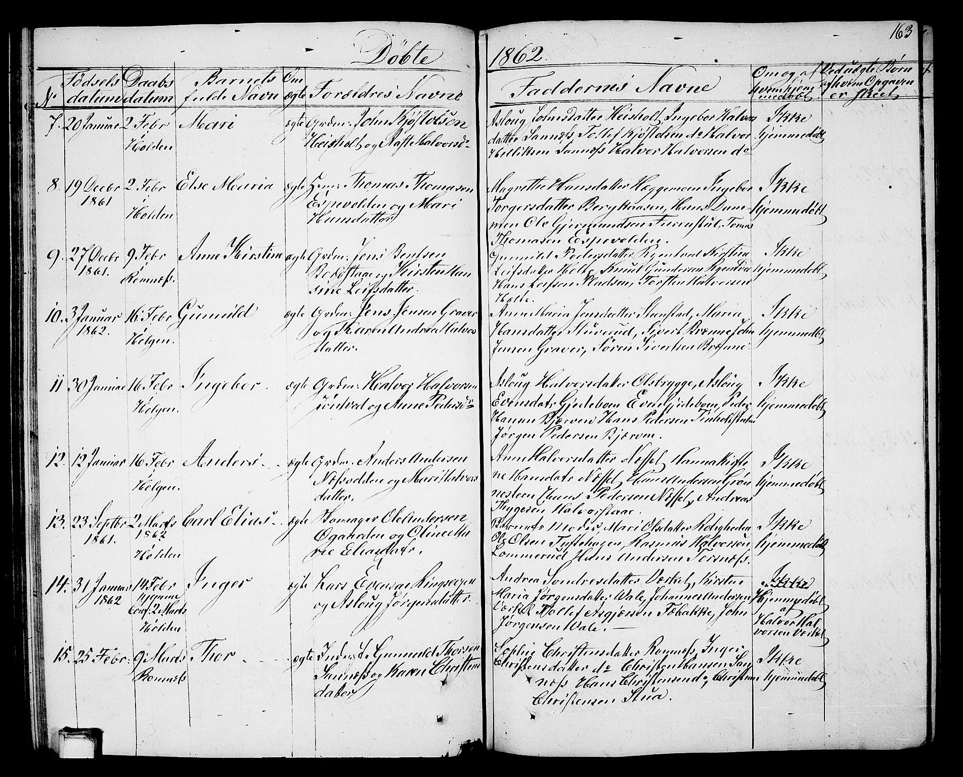 Holla kirkebøker, AV/SAKO-A-272/G/Ga/L0003: Parish register (copy) no. I 3, 1849-1866, p. 163