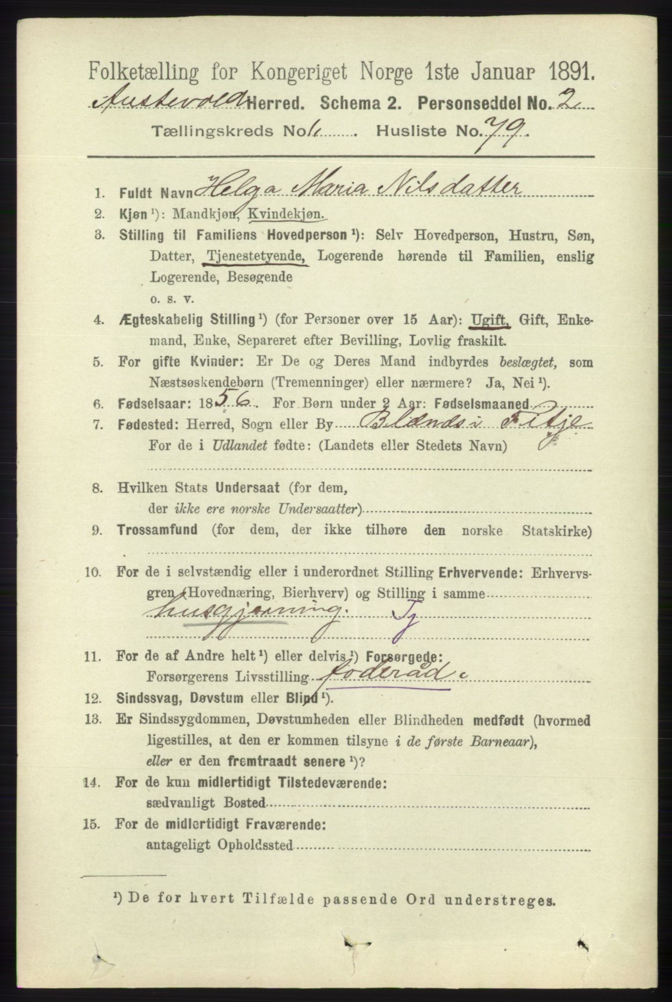 RA, 1891 census for 1244 Austevoll, 1891, p. 564
