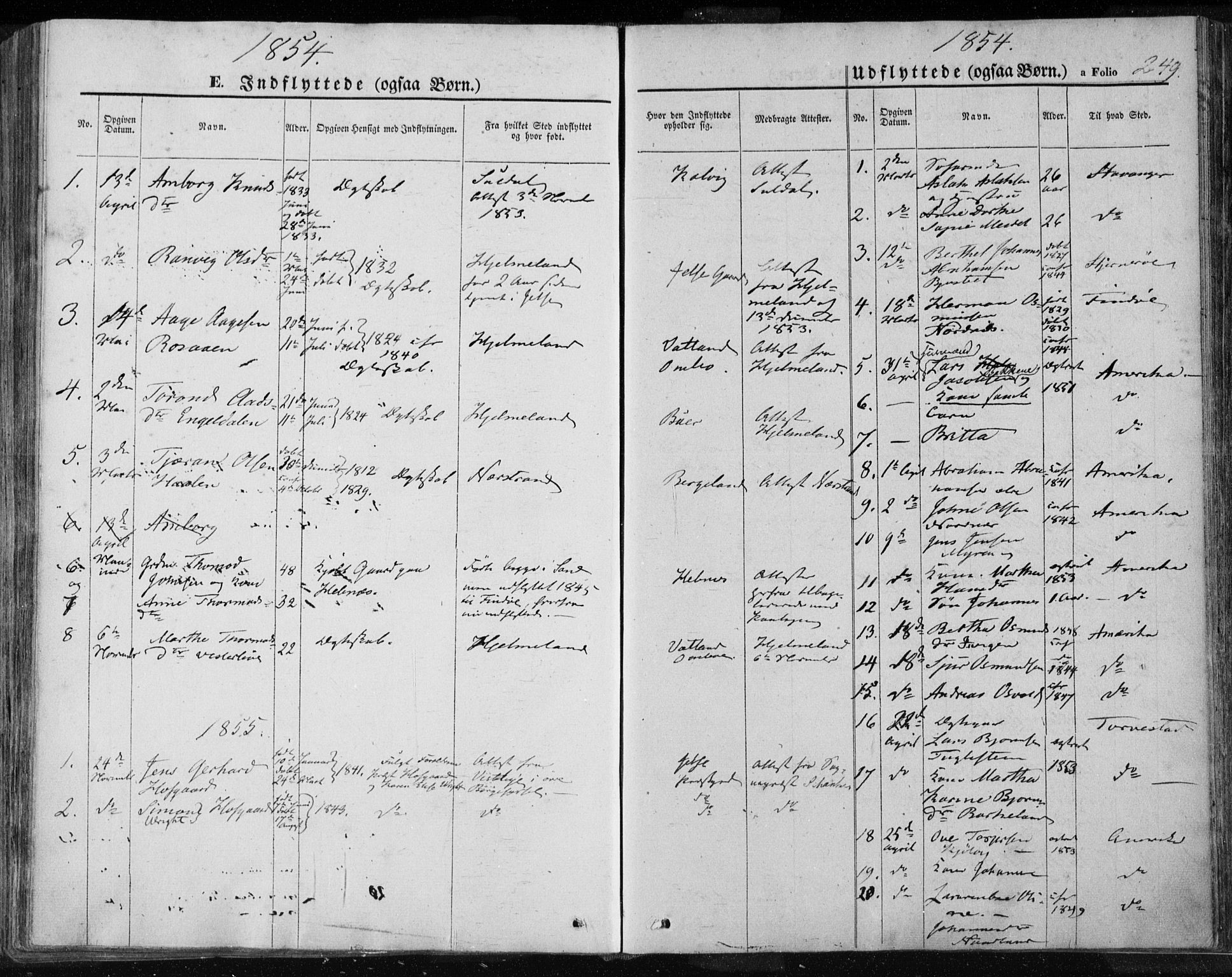 Jelsa sokneprestkontor, SAST/A-101842/01/IV: Parish register (official) no. A 7, 1854-1866, p. 249