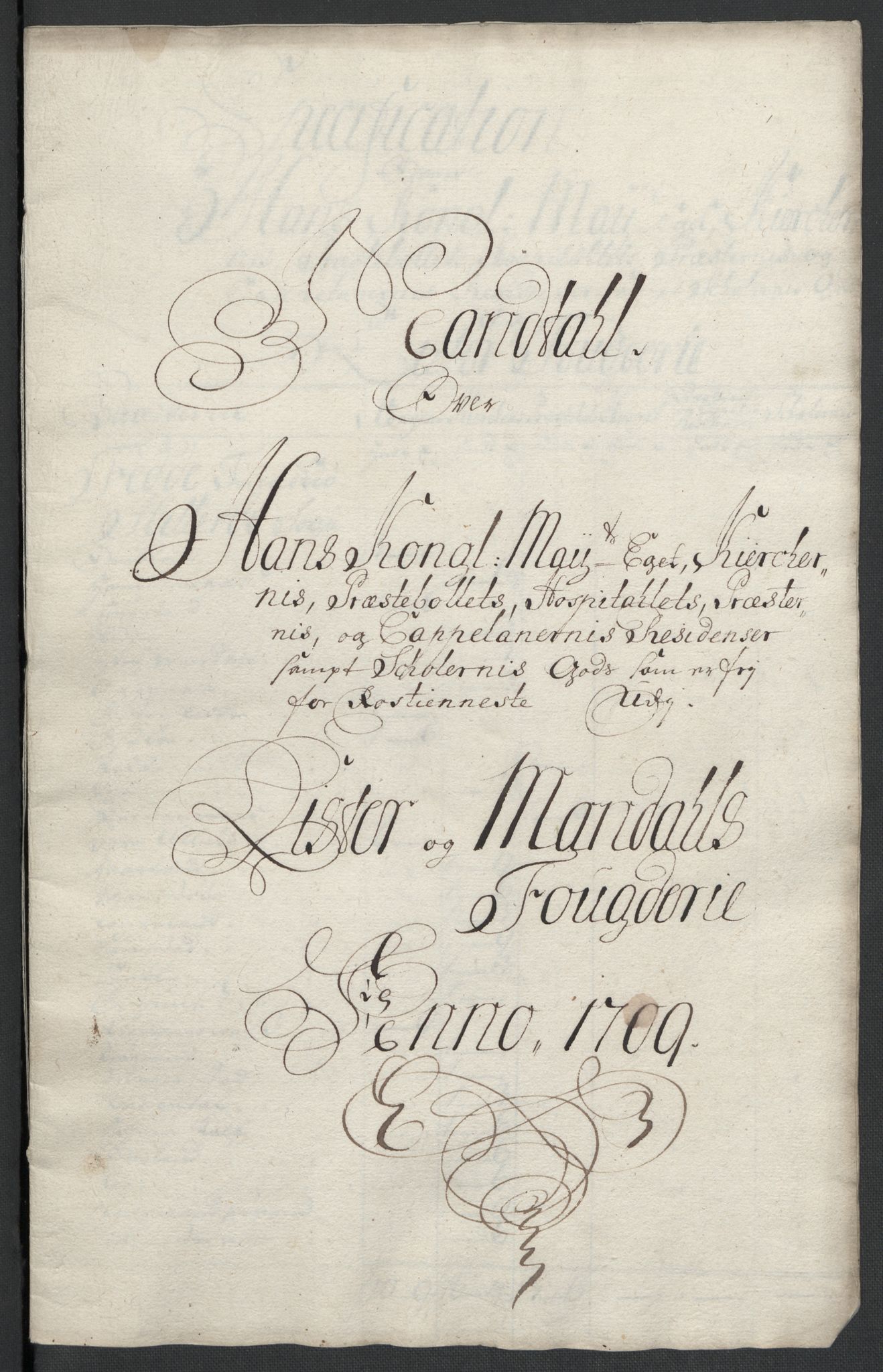 Rentekammeret inntil 1814, Reviderte regnskaper, Fogderegnskap, RA/EA-4092/R43/L2552: Fogderegnskap Lista og Mandal, 1705-1709, p. 301