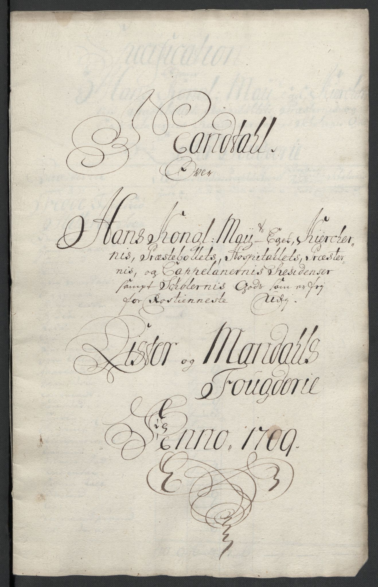 Rentekammeret inntil 1814, Reviderte regnskaper, Fogderegnskap, AV/RA-EA-4092/R43/L2552: Fogderegnskap Lista og Mandal, 1705-1709, p. 301