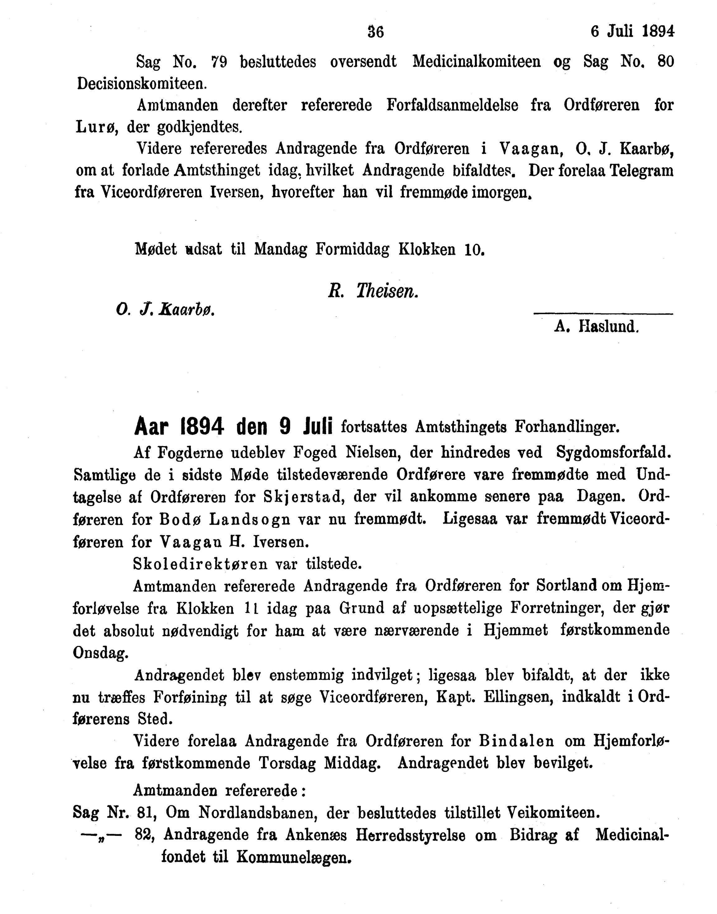 Nordland Fylkeskommune. Fylkestinget, AIN/NFK-17/176/A/Ac/L0017: Fylkestingsforhandlinger 1894, 1894, p. 36