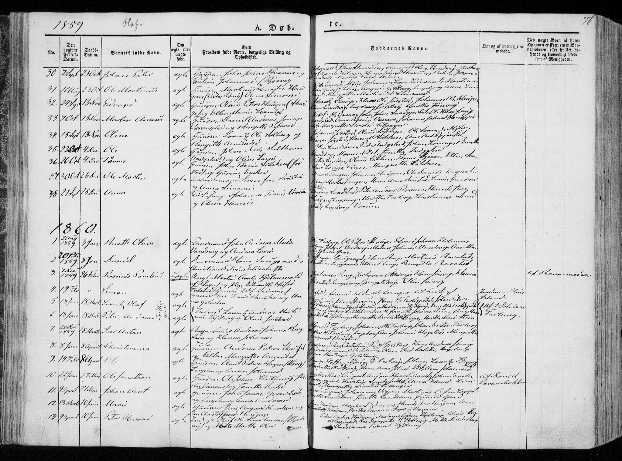 Ministerialprotokoller, klokkerbøker og fødselsregistre - Nord-Trøndelag, SAT/A-1458/722/L0218: Parish register (official) no. 722A05, 1843-1868, p. 76