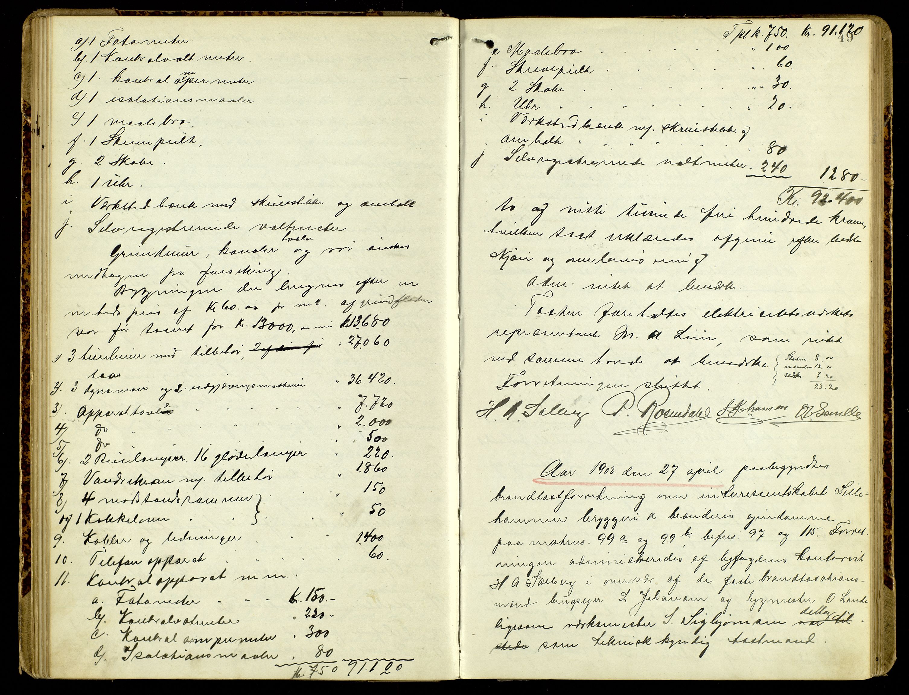 Norges Brannkasse, Lillehammer, AV/SAH-NBRANL-042/F/L0003: Branntakstprotokoll, 1906-1909, p. 48b-49a