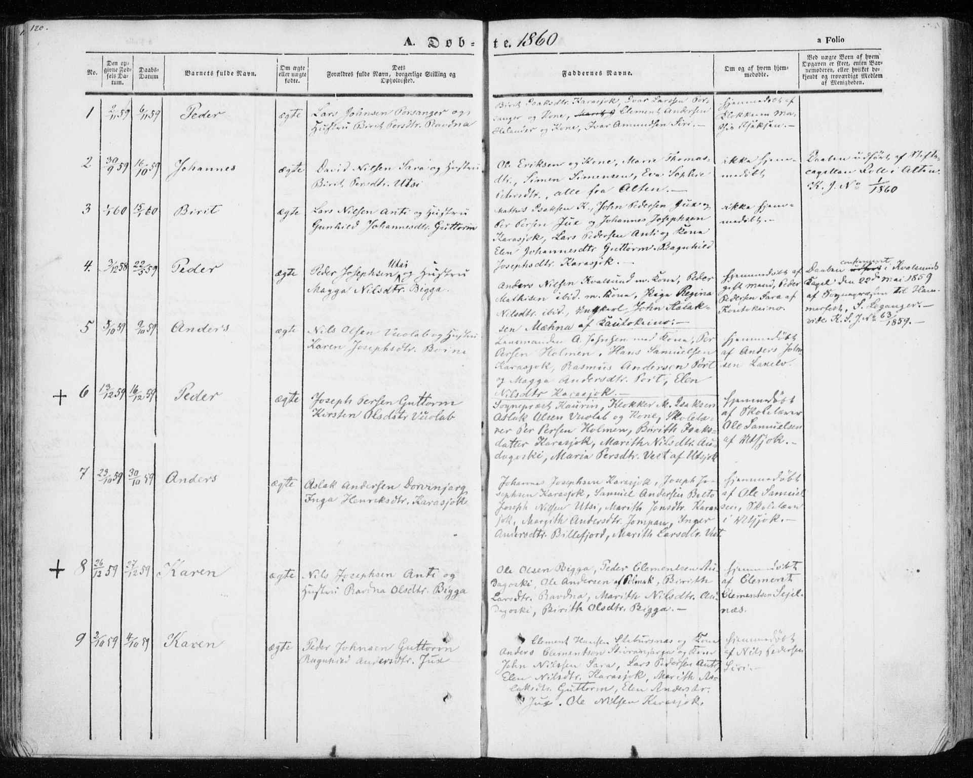 Kistrand/Porsanger sokneprestembete, SATØ/S-1351/H/Ha/L0012.kirke: Parish register (official) no. 12, 1843-1871, p. 120-121