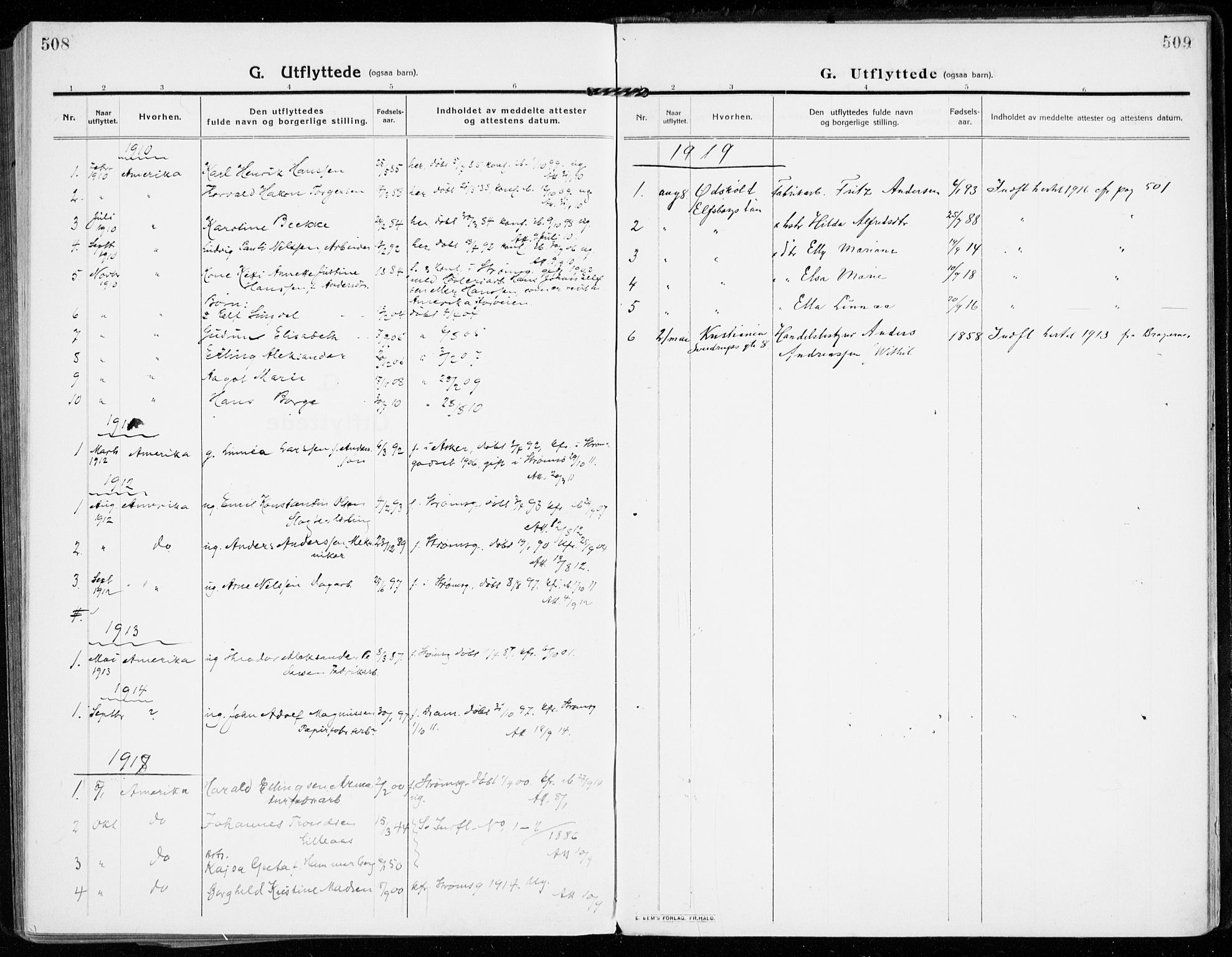 Strømsgodset kirkebøker, AV/SAKO-A-324/F/Fa/L0002: Parish register (official) no. 2, 1910-1920, p. 508-509