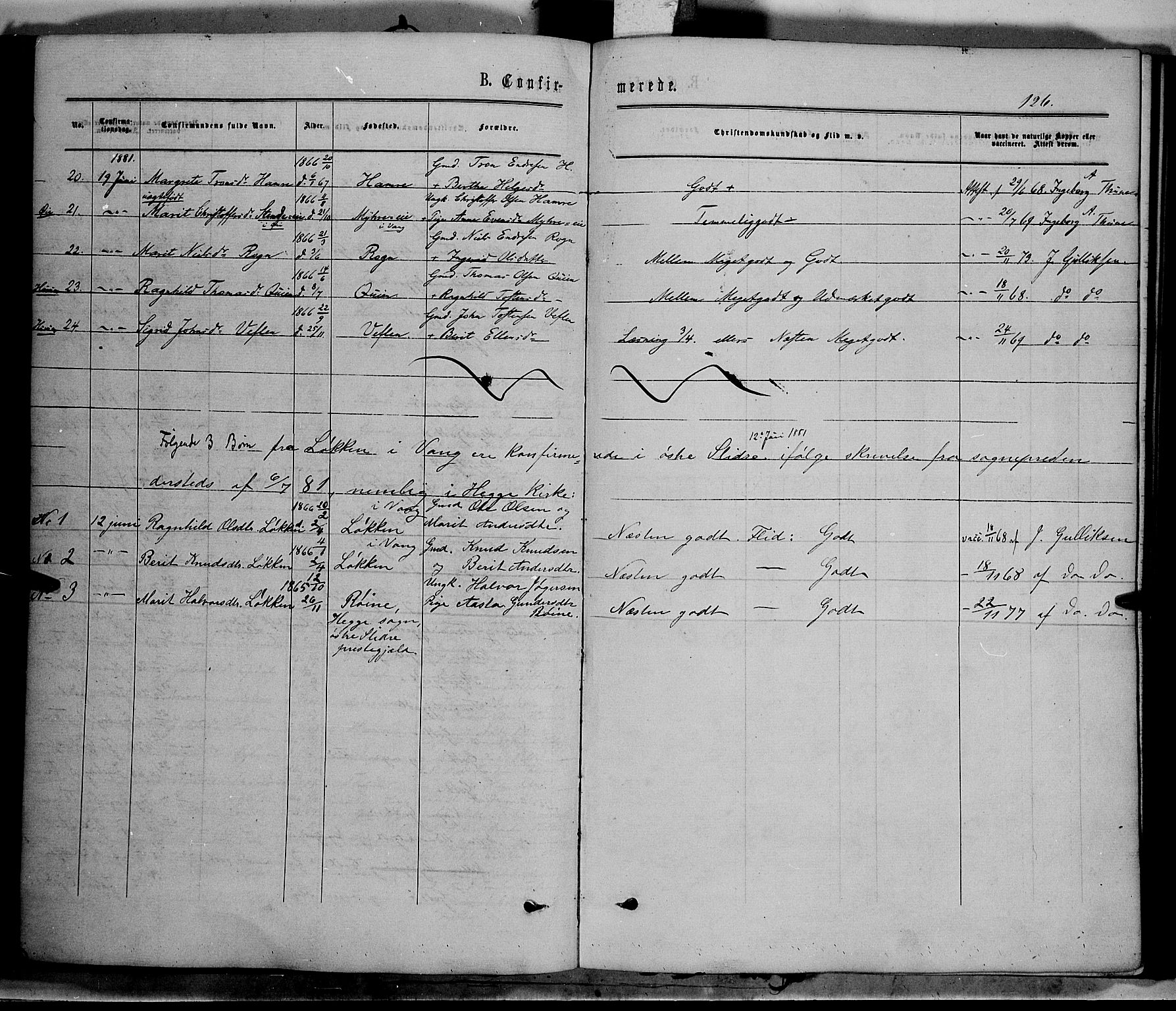 Vang prestekontor, Valdres, AV/SAH-PREST-140/H/Ha/L0007: Parish register (official) no. 7, 1865-1881, p. 126