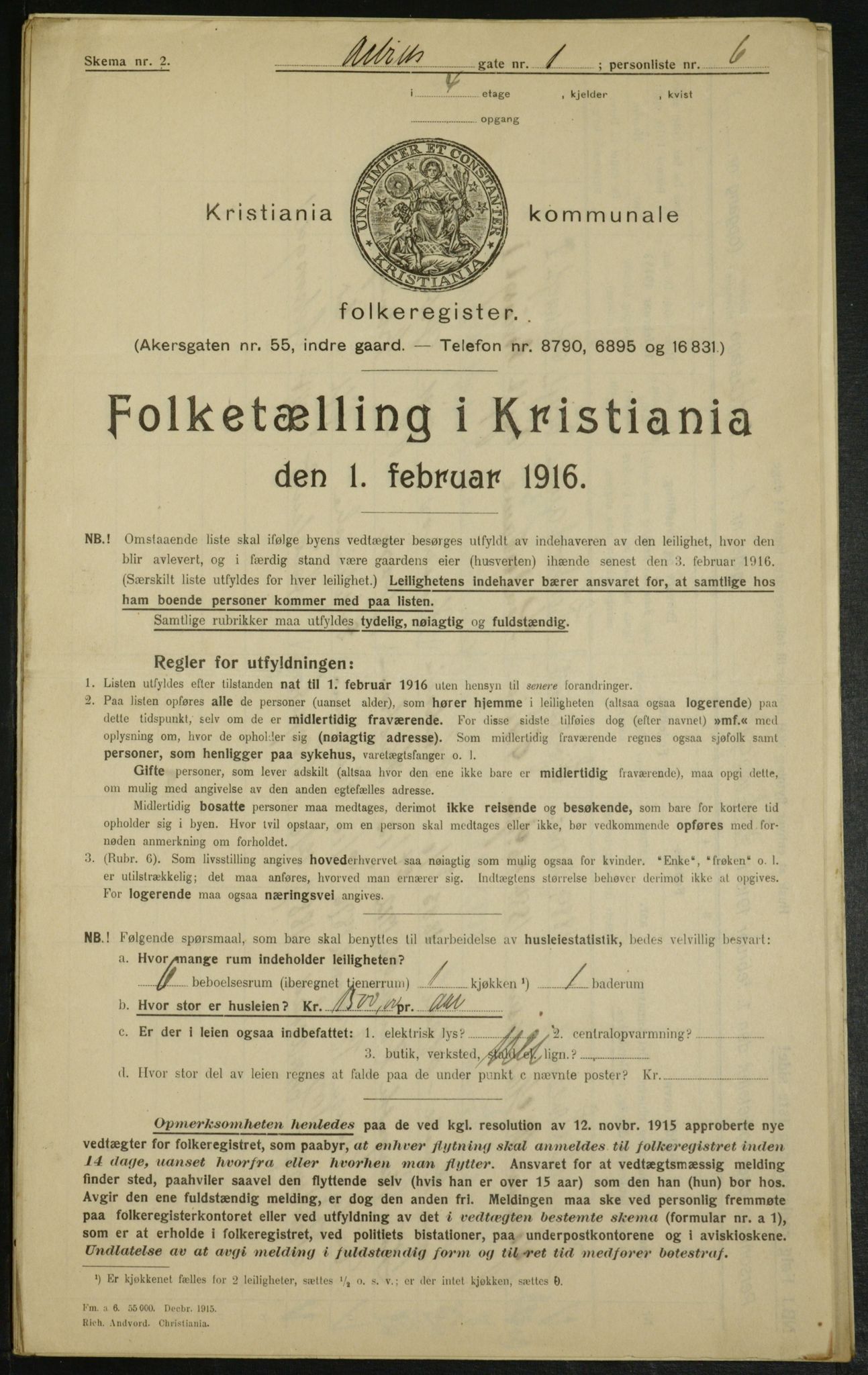 OBA, Municipal Census 1916 for Kristiania, 1916, p. 1473