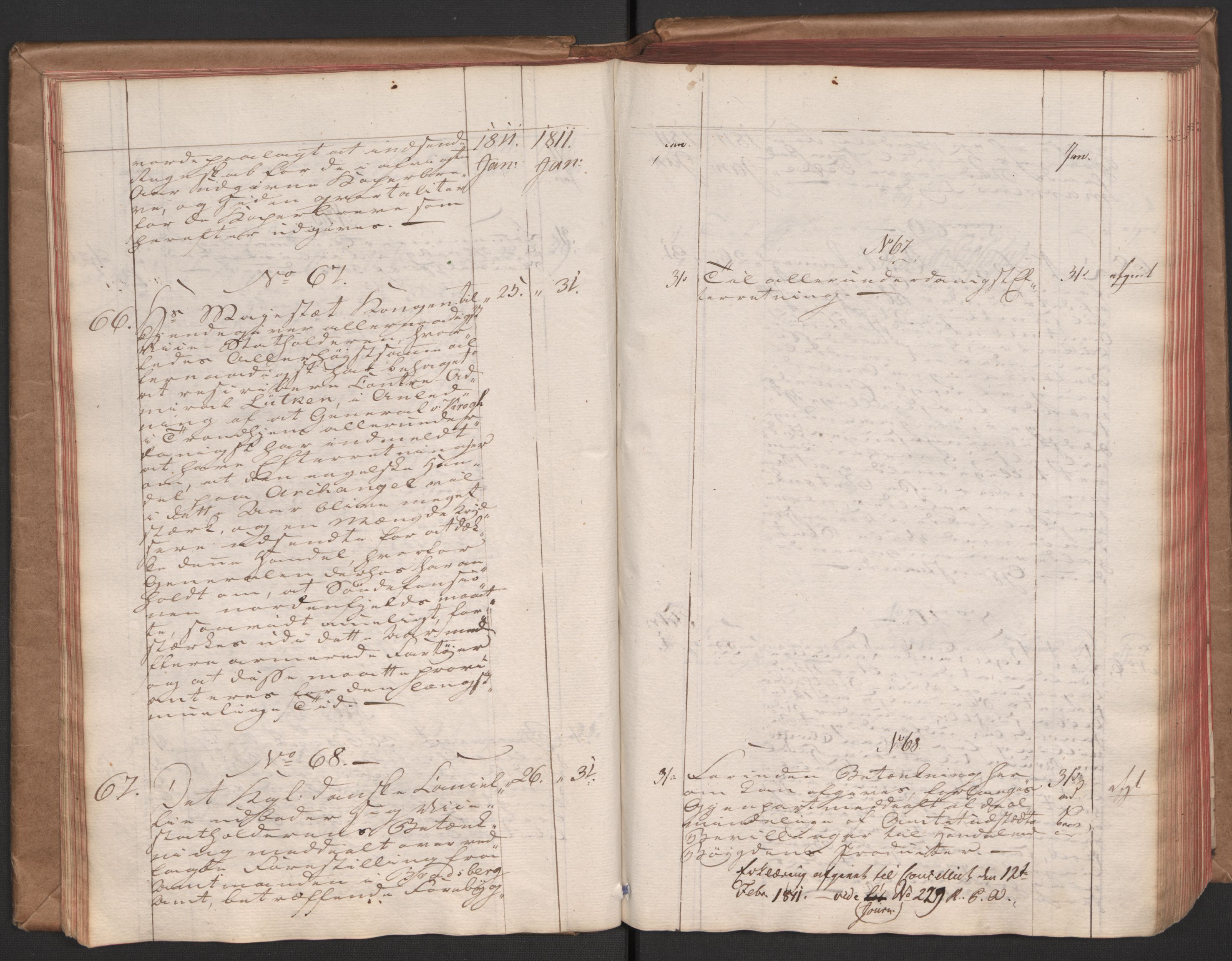 Stattholderembetet 1810-1814, 1. kontor (Kontor A), AV/RA-EA-2872/Aa/L0001: Kollegial referatprotokoll,  j.nr. 1-564,  l.nr. 1-610, 1810-1811, p. 35