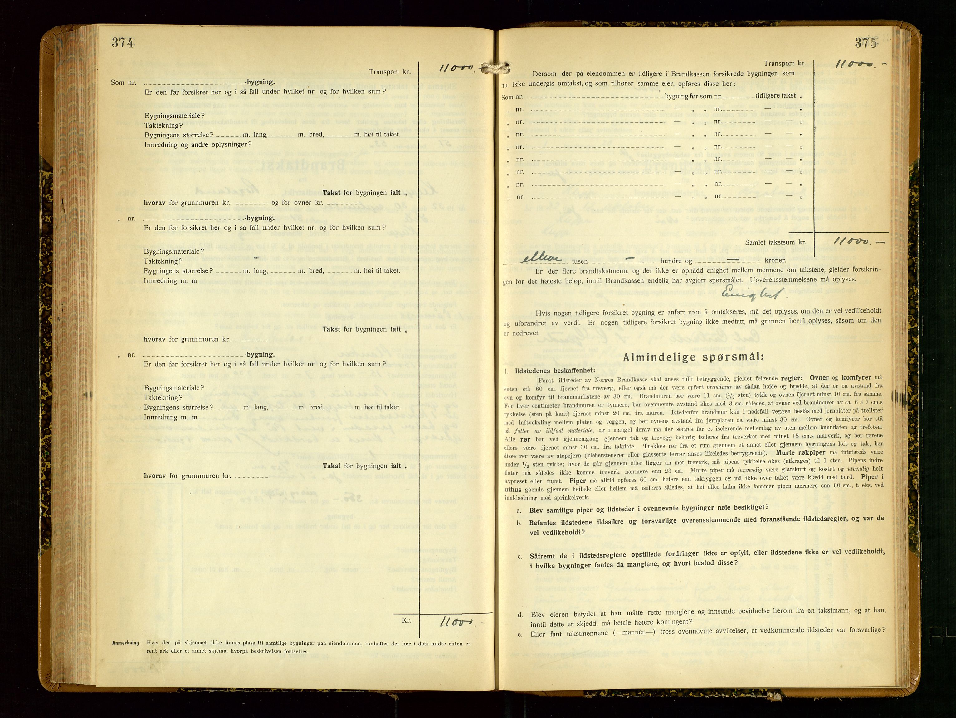 Klepp lensmannskontor, AV/SAST-A-100163/Goc/L0012: "Brandtakstprotokoll" m/register, 1929-1933, p. 374-375