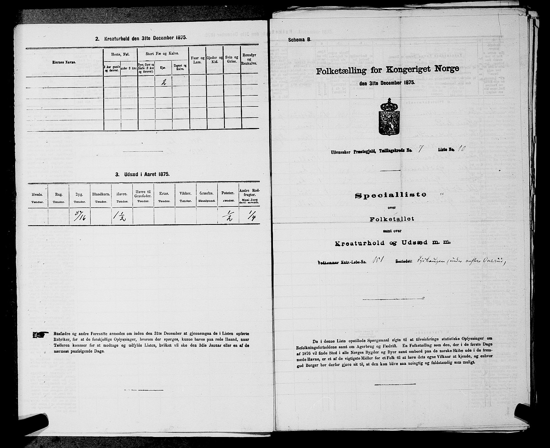 RA, 1875 census for 0235P Ullensaker, 1875, p. 928