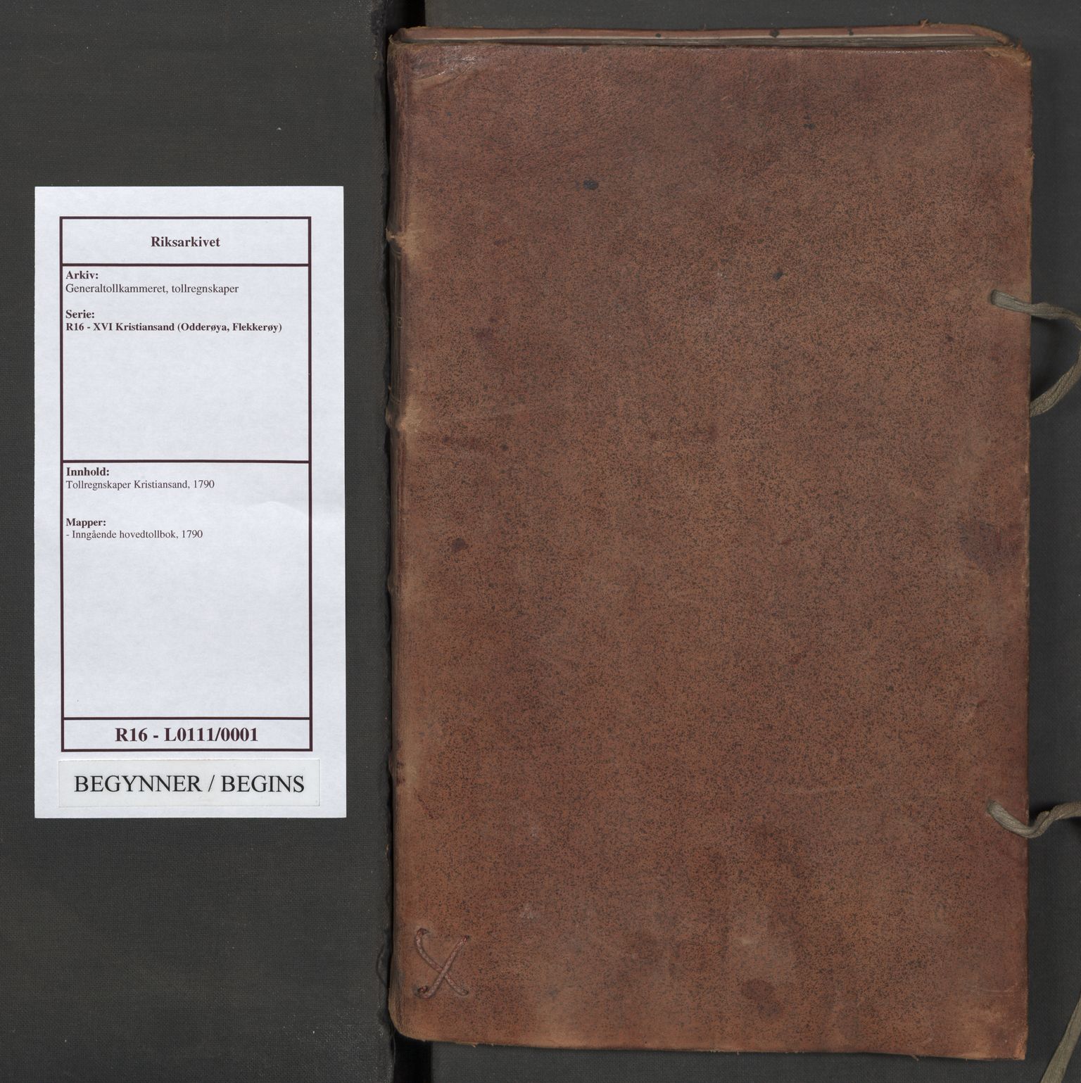 Generaltollkammeret, tollregnskaper, AV/RA-EA-5490/R16/L0111/0001: Tollregnskaper Kristiansand / Inngående hovedtollbok, 1790