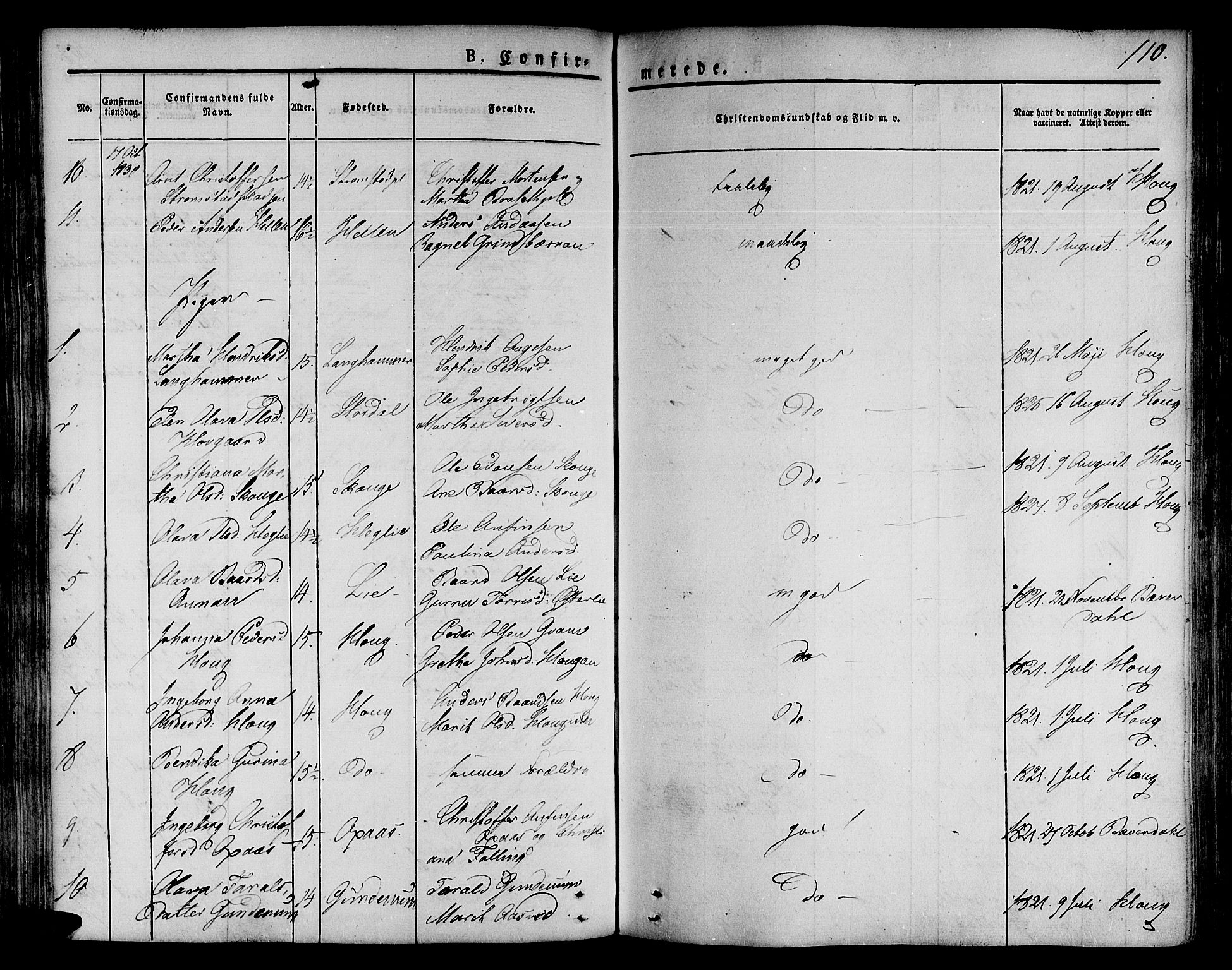 Ministerialprotokoller, klokkerbøker og fødselsregistre - Nord-Trøndelag, SAT/A-1458/746/L0445: Parish register (official) no. 746A04, 1826-1846, p. 110