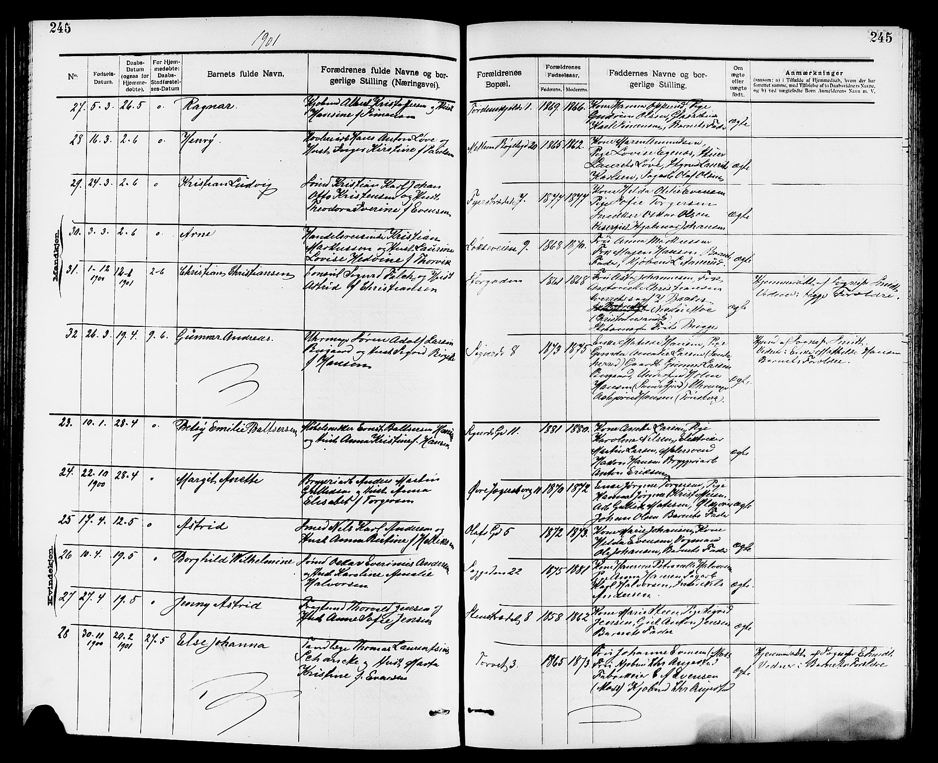 Larvik kirkebøker, SAKO/A-352/G/Ga/L0005: Parish register (copy) no. I 5, 1888-1909, p. 245