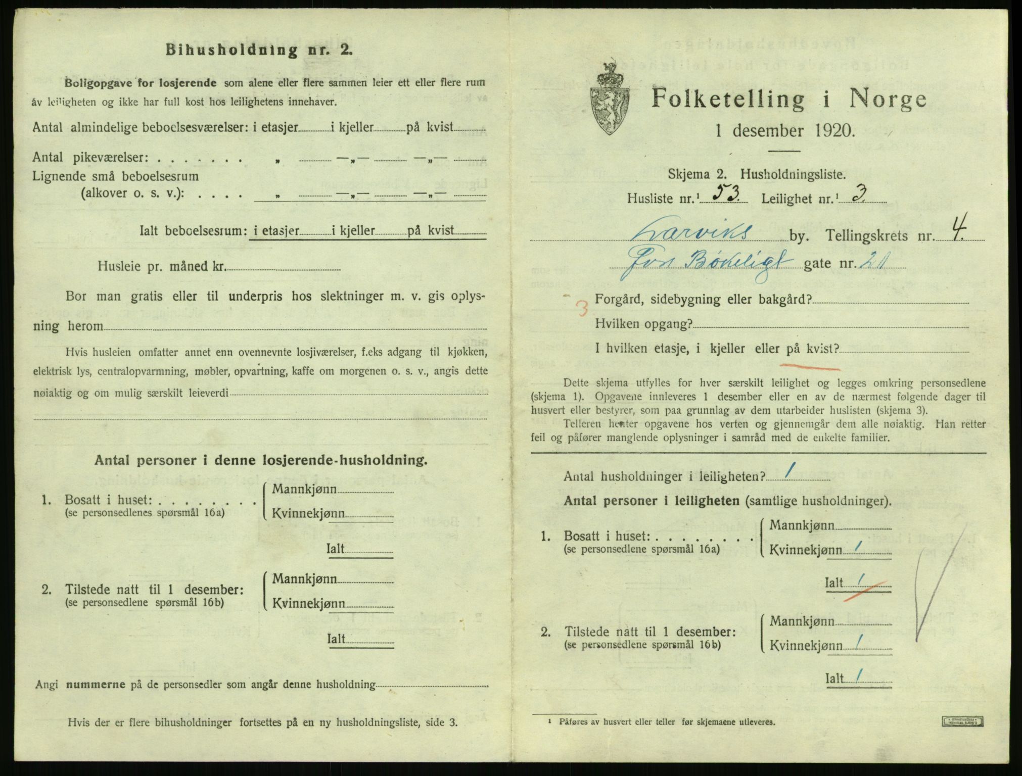 SAKO, 1920 census for Larvik, 1920, p. 4410