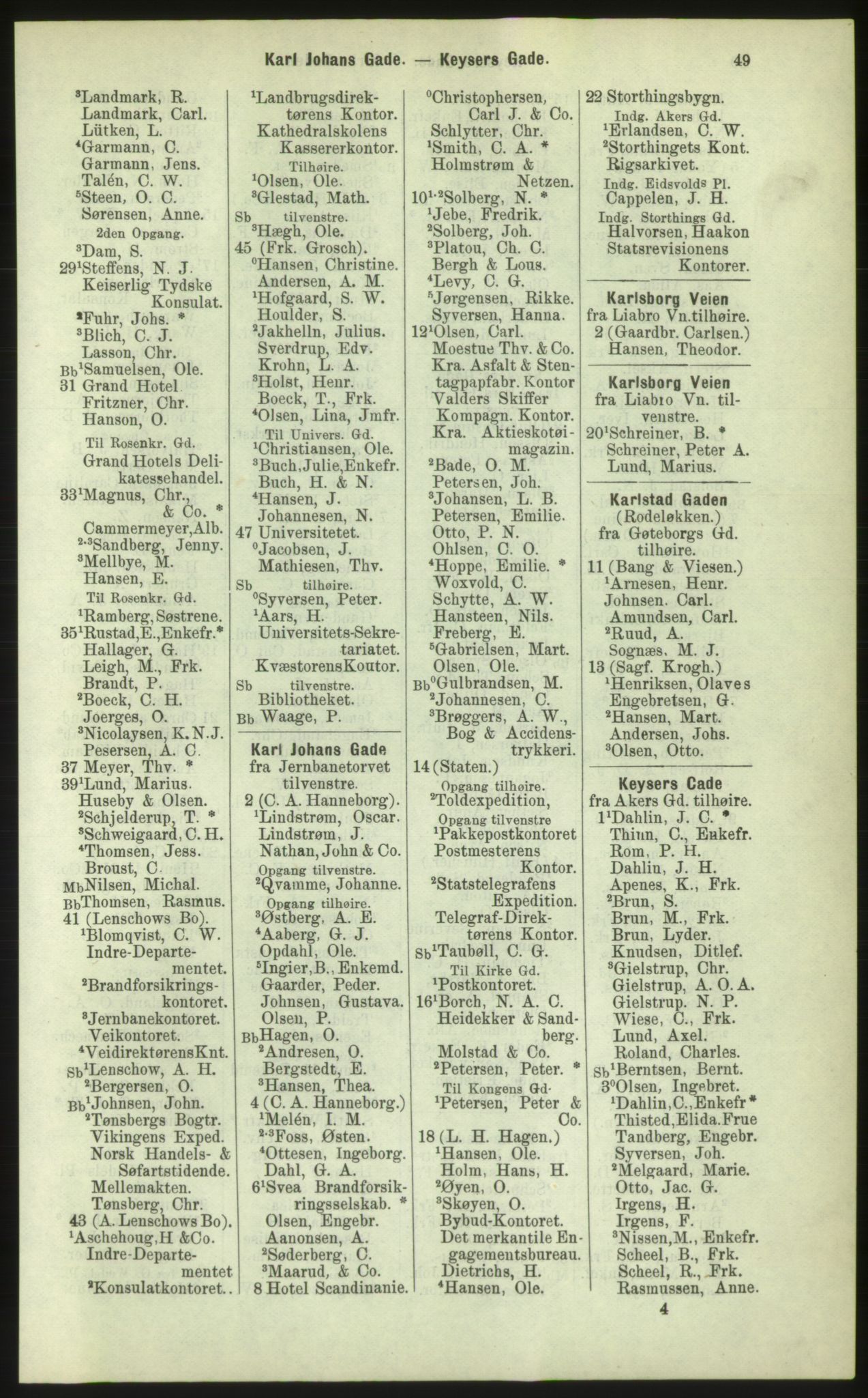 Kristiania/Oslo adressebok, PUBL/-, 1884, p. 49