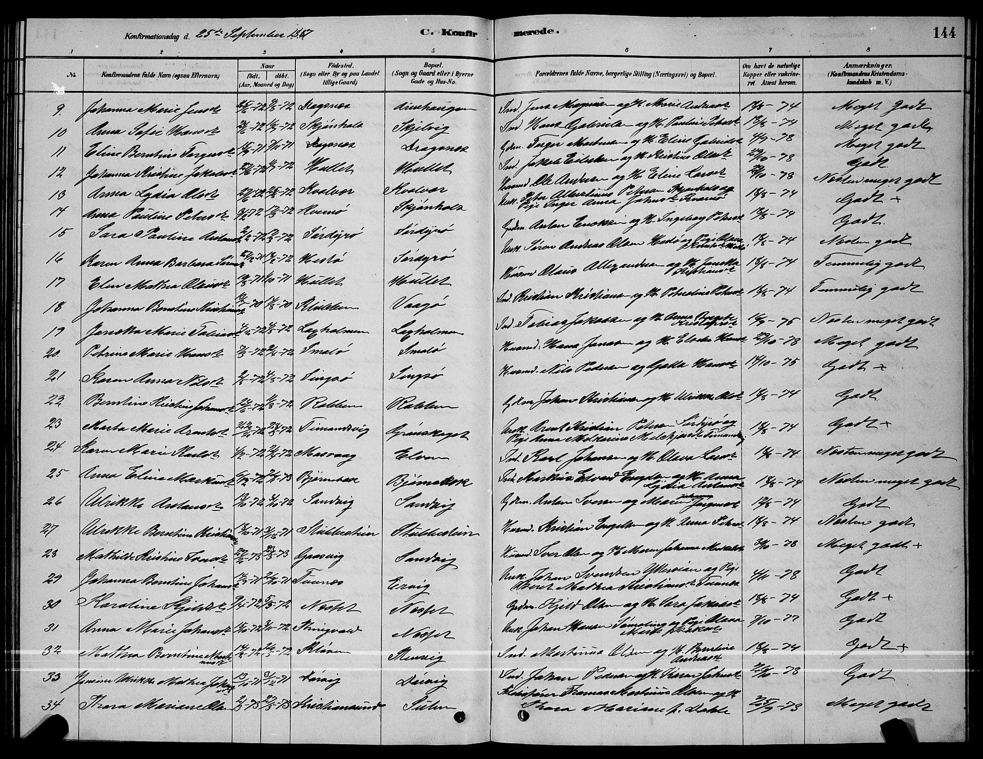 Ministerialprotokoller, klokkerbøker og fødselsregistre - Sør-Trøndelag, SAT/A-1456/640/L0585: Parish register (copy) no. 640C03, 1878-1891, p. 144
