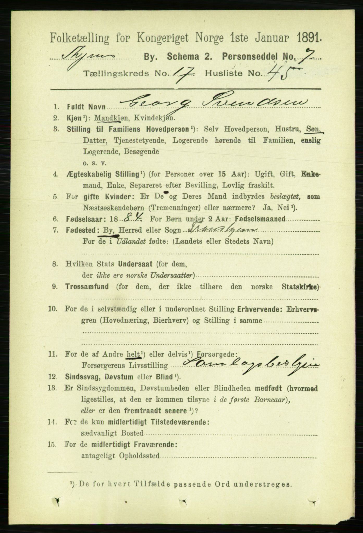 RA, 1891 census for 1601 Trondheim, 1891, p. 13722