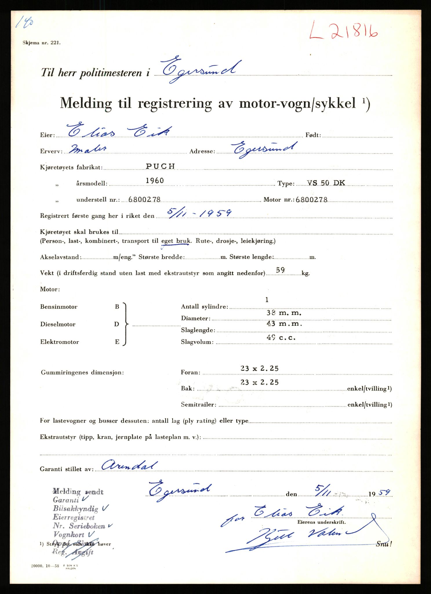 Stavanger trafikkstasjon, SAST/A-101942/0/F/L0038: L-21500 - L-22252, 1930-1971, p. 1077