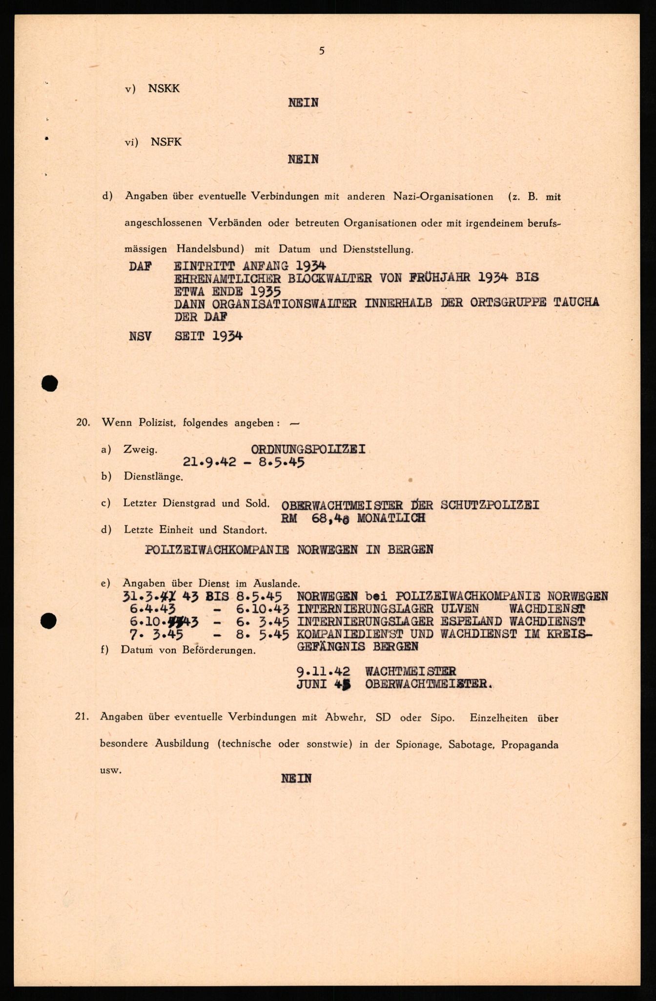 Forsvaret, Forsvarets overkommando II, AV/RA-RAFA-3915/D/Db/L0029: CI Questionaires. Tyske okkupasjonsstyrker i Norge. Tyskere., 1945-1946, p. 153